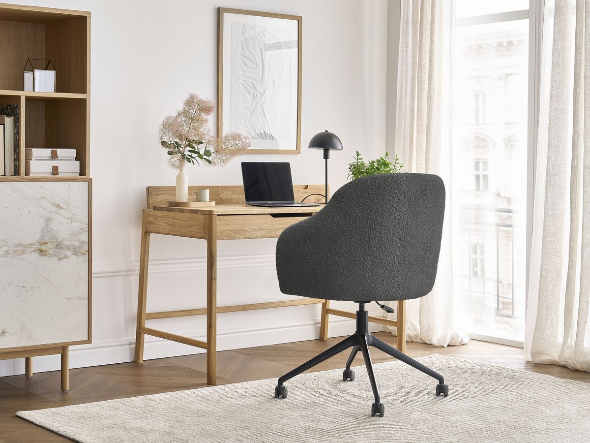 Bobochic Sophie Bürostuhl Bouclé-Stoff Dunkelgrau