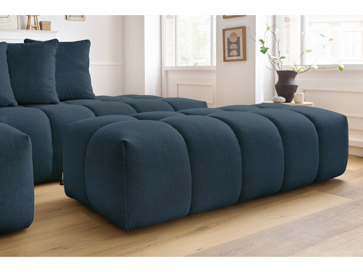 Bobochic Mont-blanc Ecksofa mit Pouf Melange-Stoff Dunkelblau Ecke links
