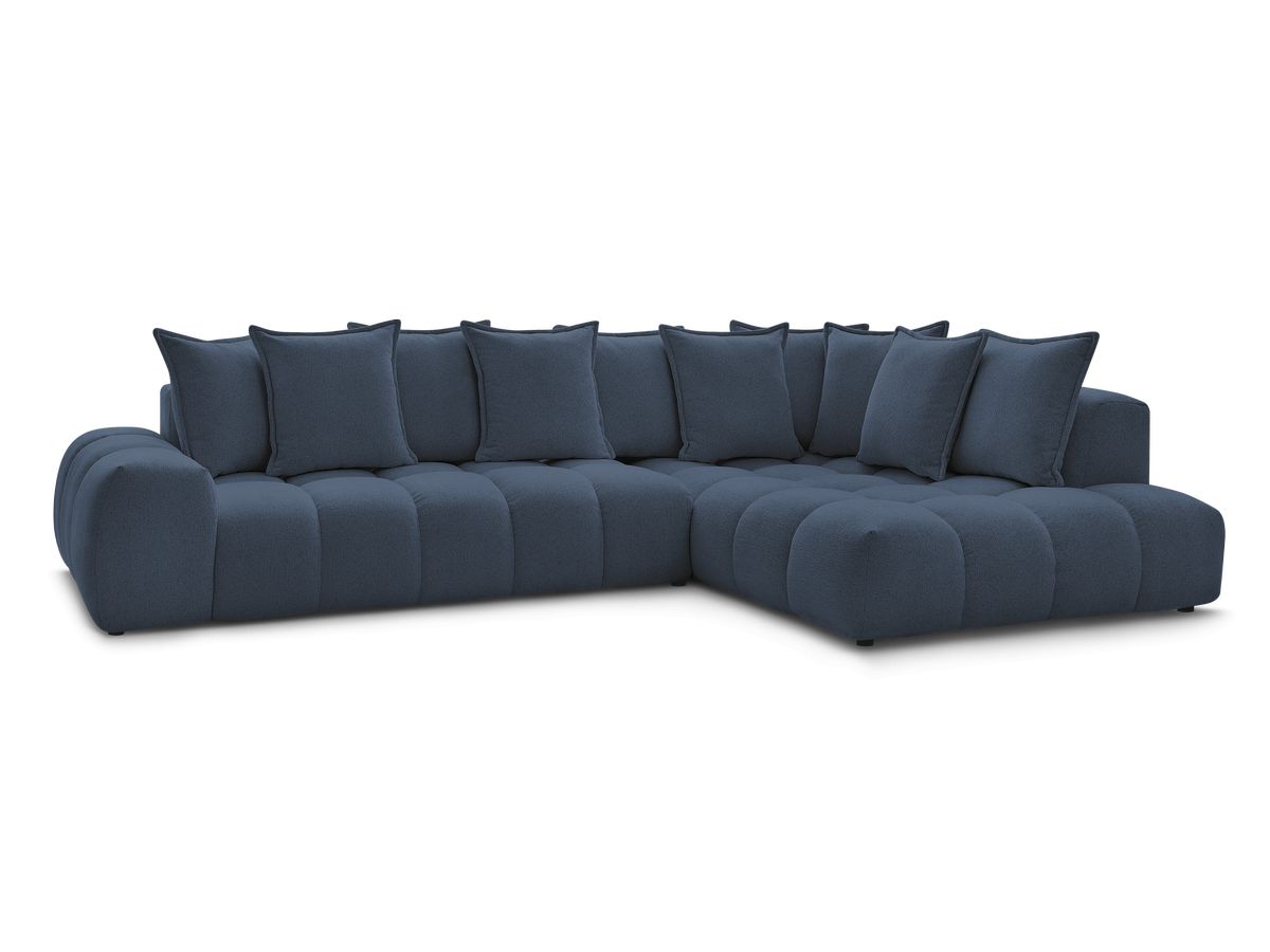 Bobochic Everest Ecksofa, 10 Kissen Melange-Stoff Dunkelblau Ecke rechts