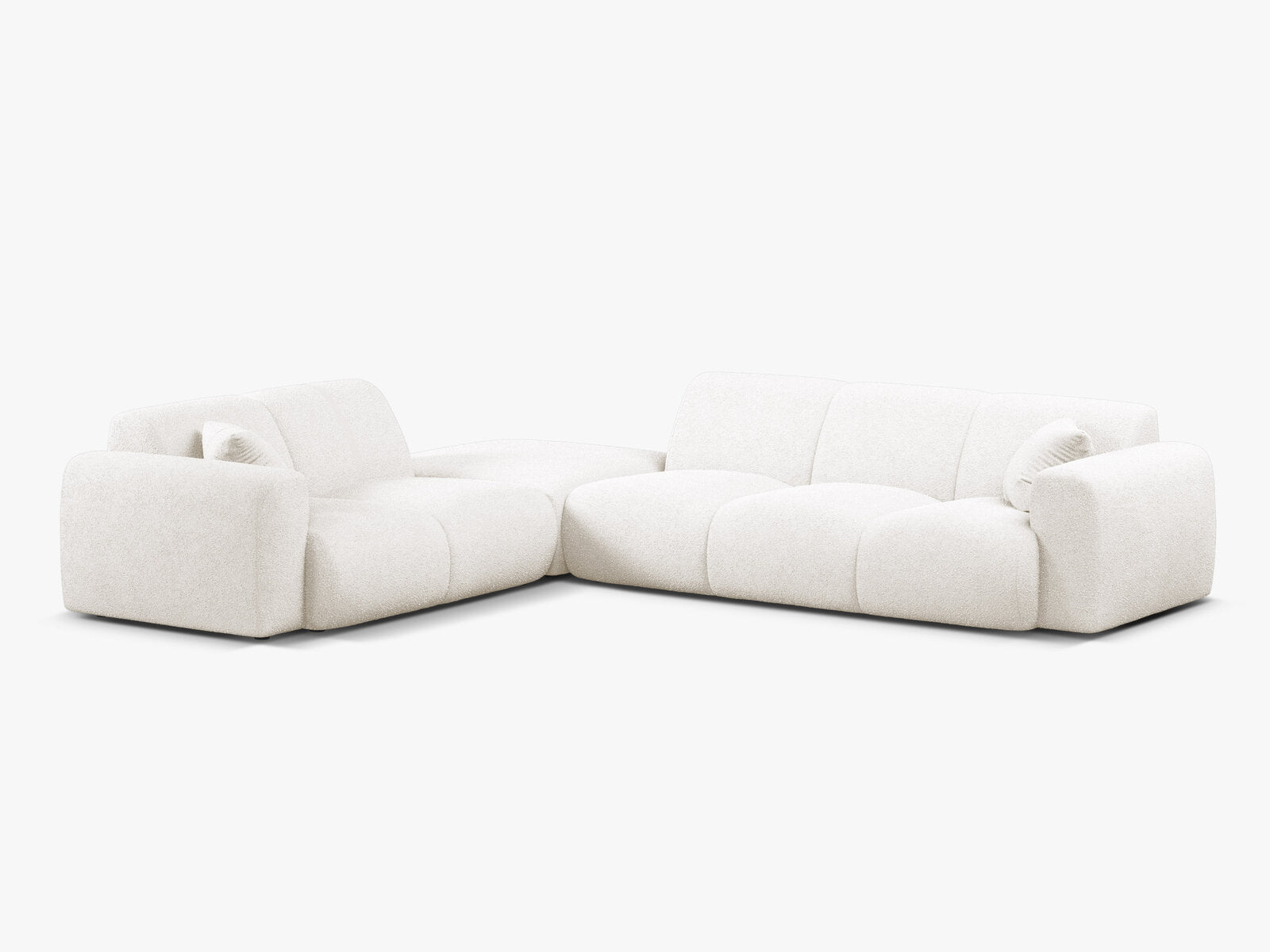 Micadoni Ecksofa Molino 6-Sitzer Links Boucle Baloo Weiß