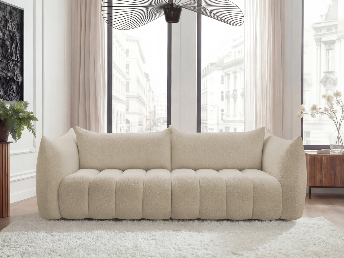 Bobochic Azra Sofa 4-Sitzer Bouclé-Stoff Beige