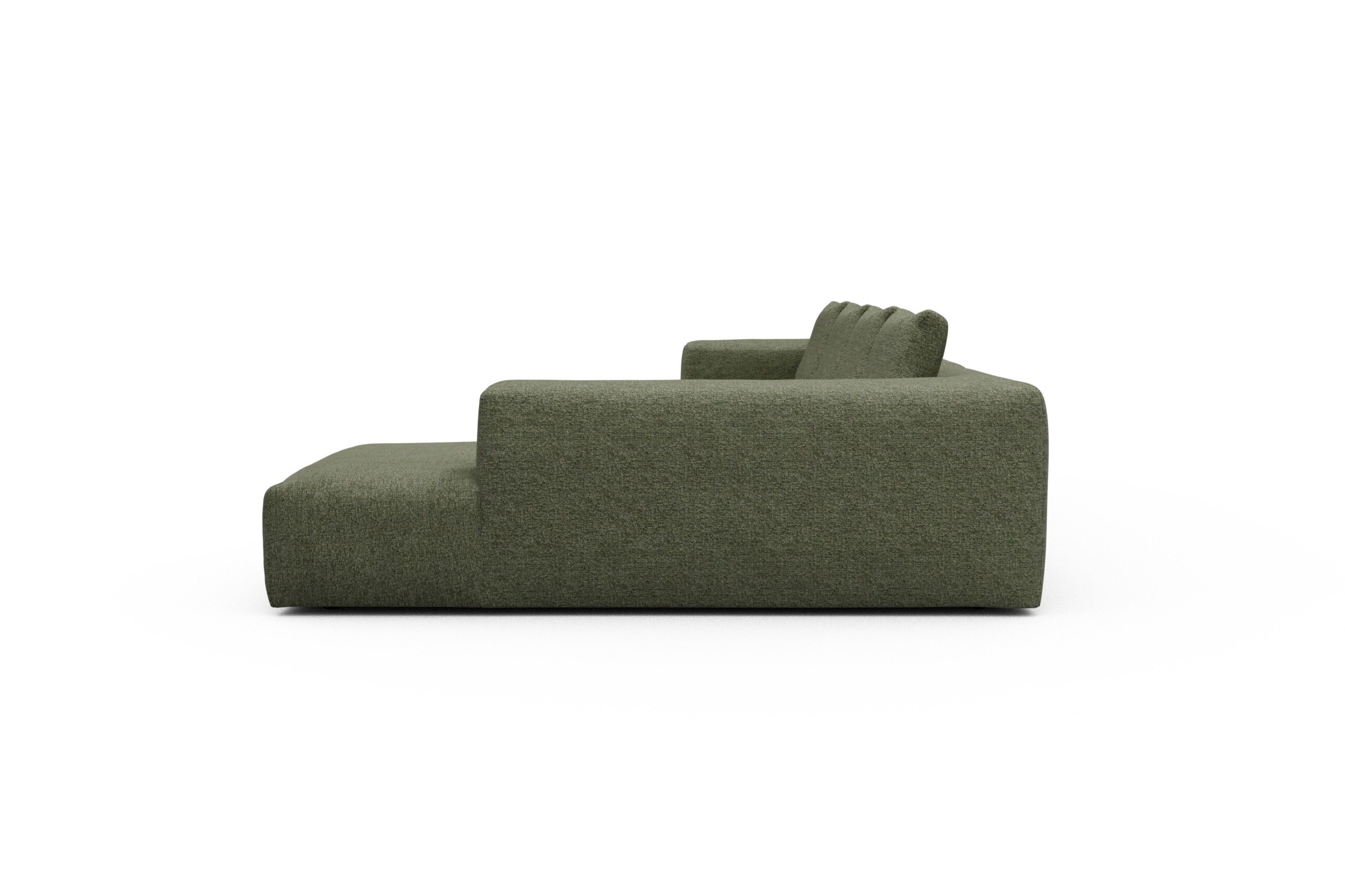 Wohnlandschaft Fred Relax-Ecke rechts mit 2-Sitzer und Chaiselongue links Carreno-Vivid-Green