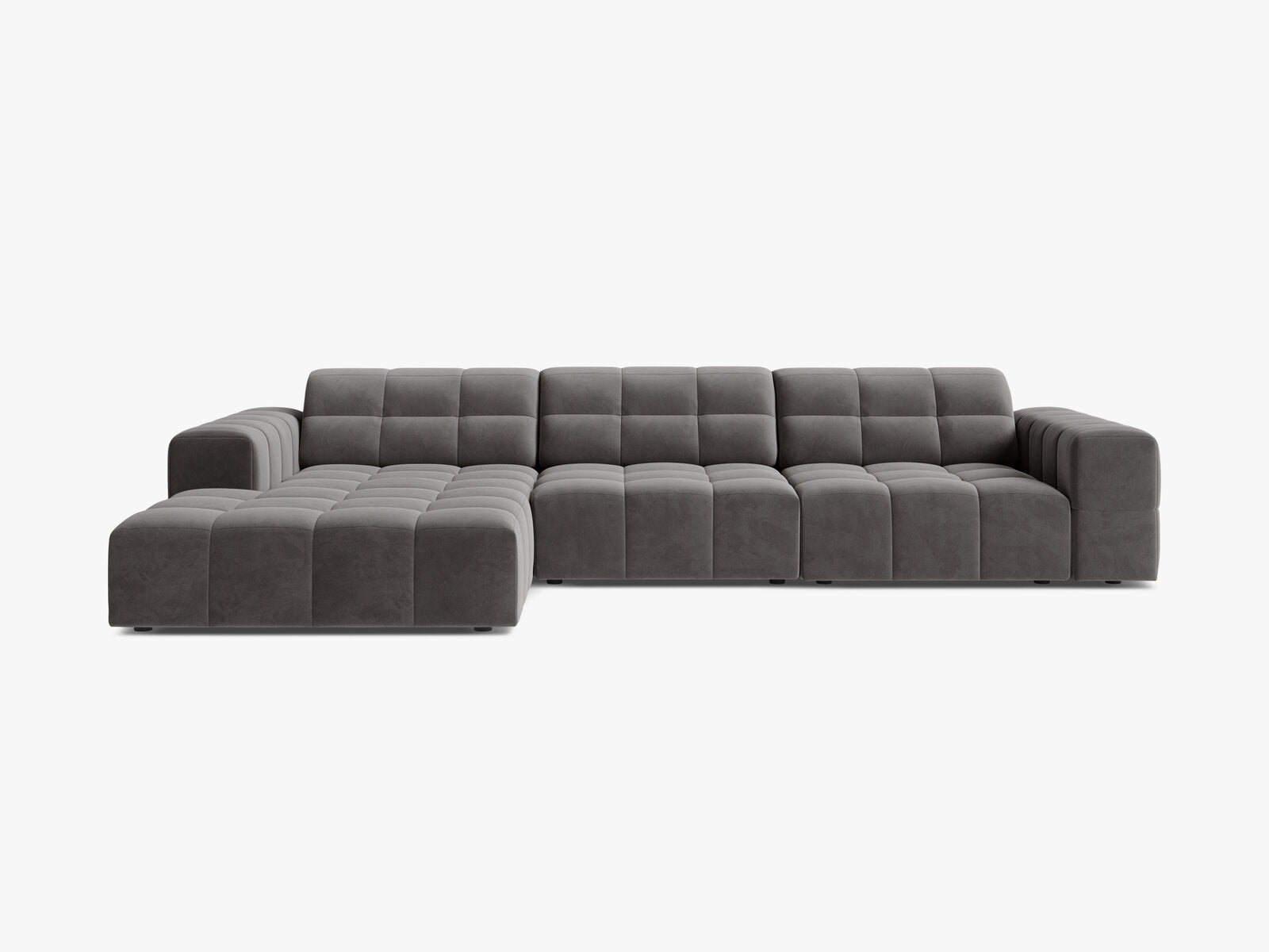 Micadoni Ecksofa Jennifer 4-Sitzer Links Samt Bluvel Hellgrau