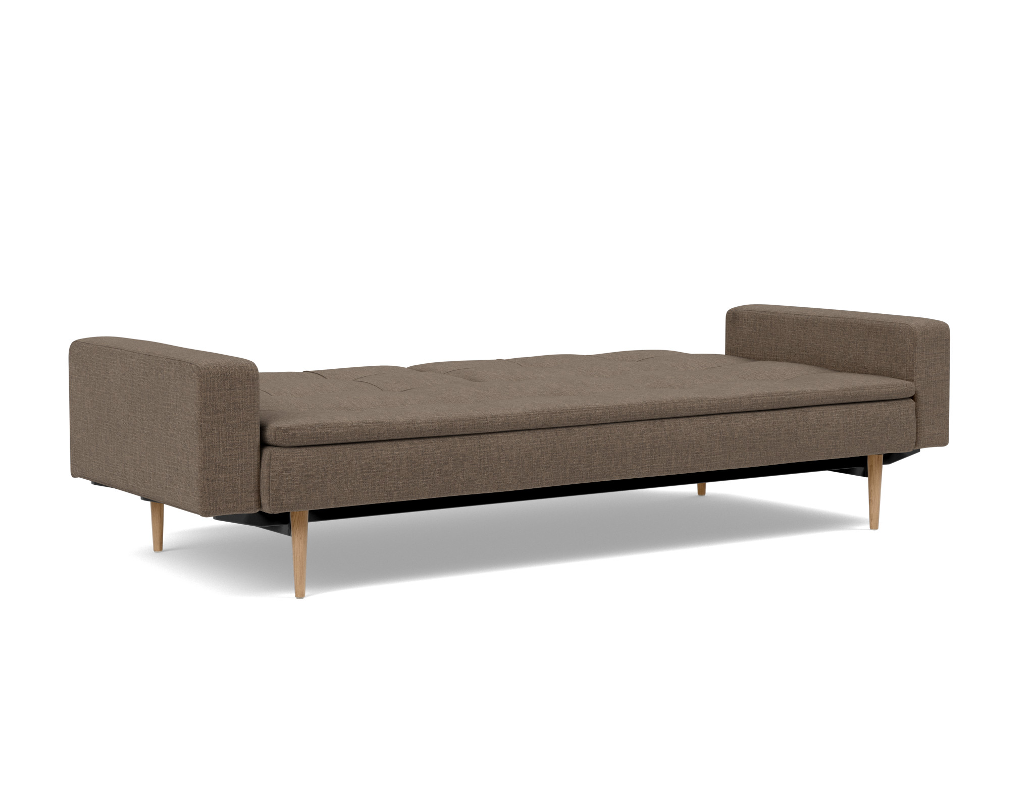 Schlafsofa Dublexo mit Armlehnen Chenille Esina 411-Cedar-Brown Beine Styletto Eiche hell