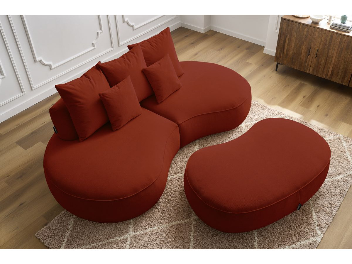 Bobochic Saint-germain Sofa 5-Sitzer mit Pouf Strukturstoff Rot