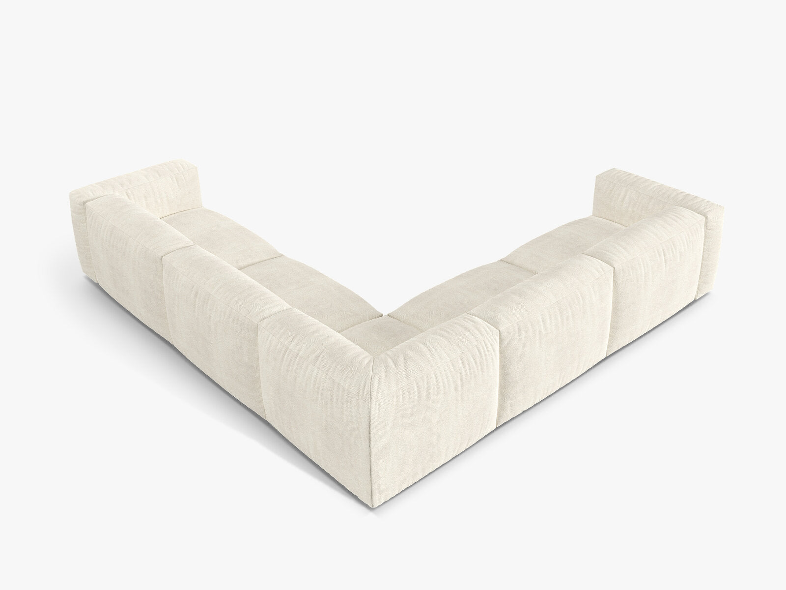 Micadoni modulares symmetrisches Ecksofa XL Martina 5-Sitzer Boucle Monet Elfenbein