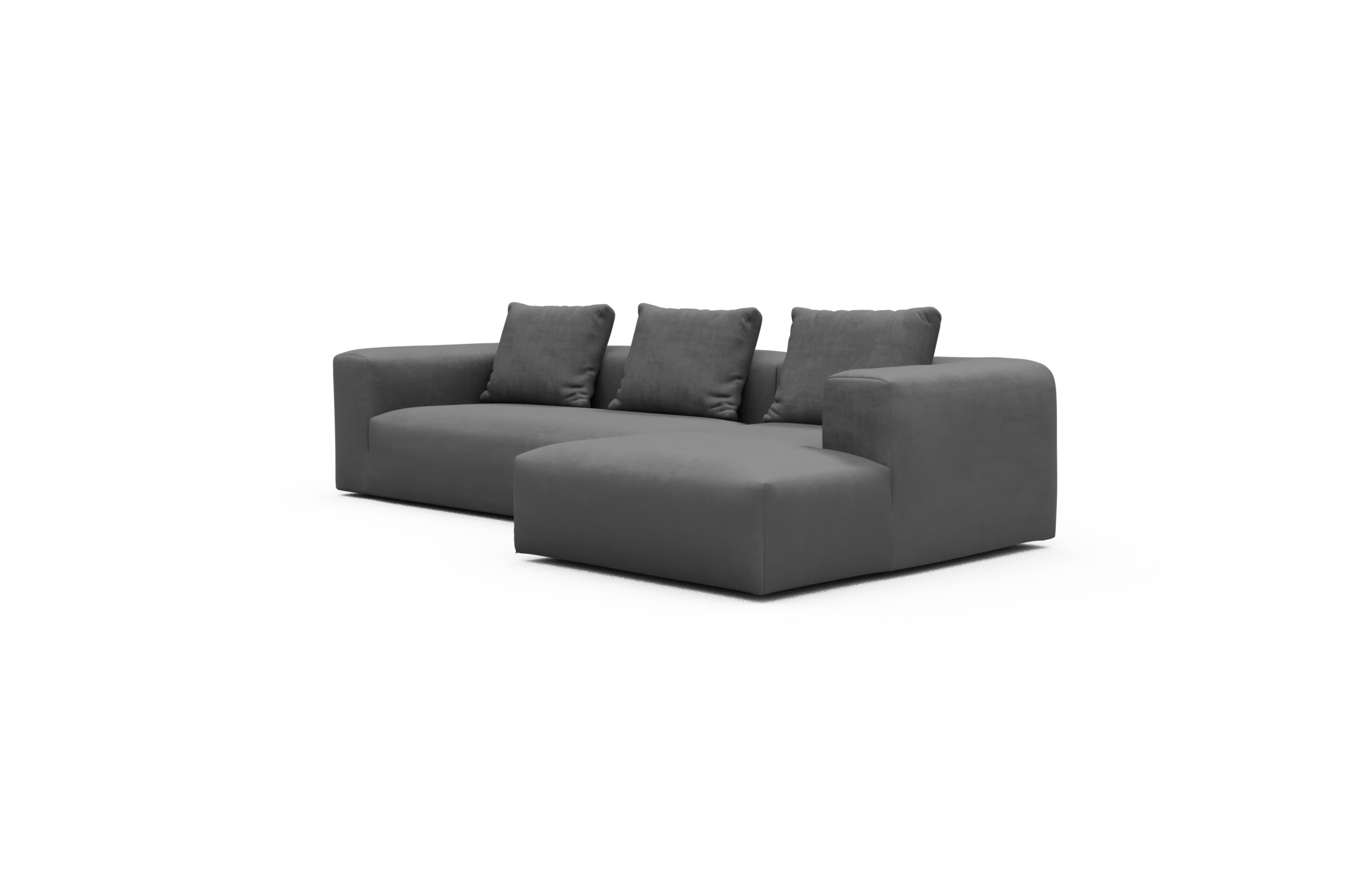 Ecksofa Fred Chaiselongue rechts mit 2,5-Sitzer Cordufine-Grey