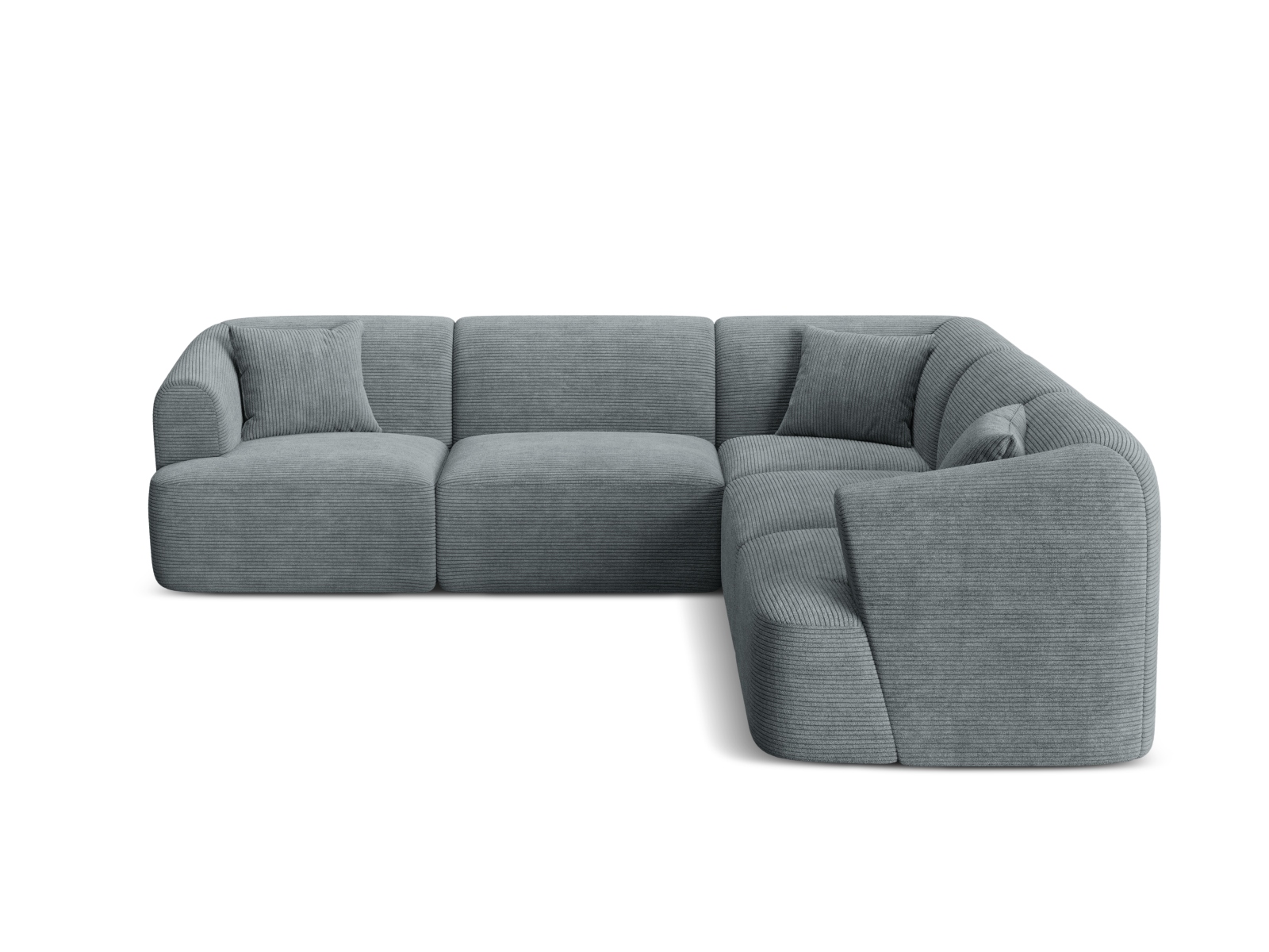 Cosmopolitan Design Symmetrisches Ecksofa Campi 6-Sitzer Kord Lincoln D Dunkelgrau Melange