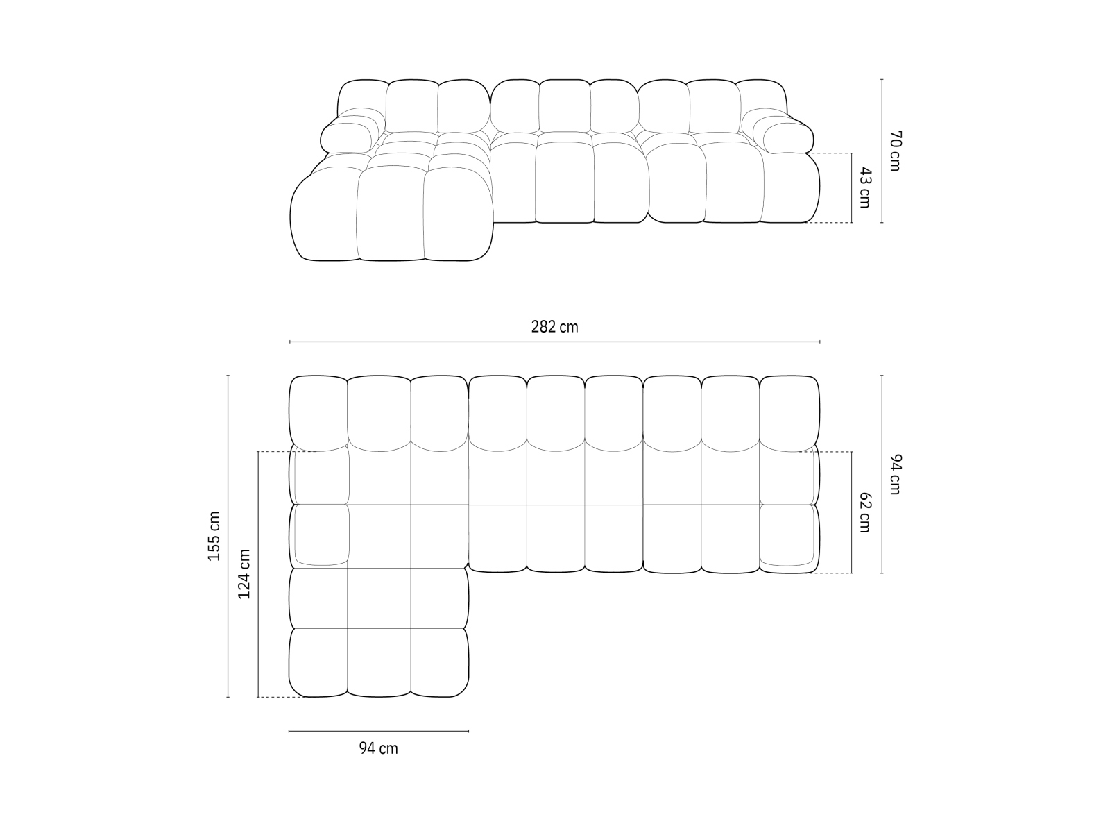 Micadoni Modulares Ecksofa Bellis 4-Sitzer Links Samt Bluvel Flaschengrün