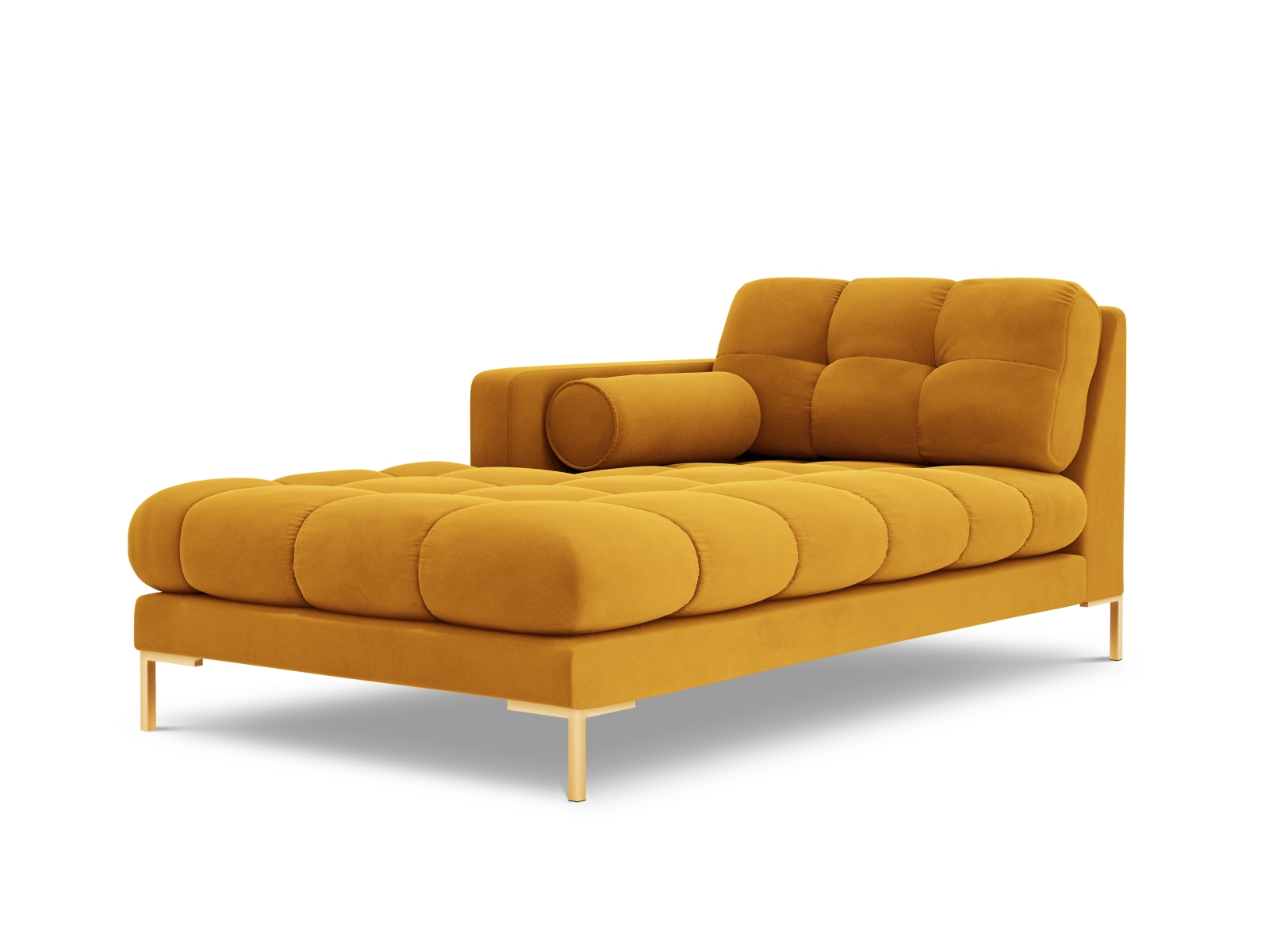 Cosmopolitan Design Chaiselongue Bali Samt Bluvel Gelb Links Beine Gold