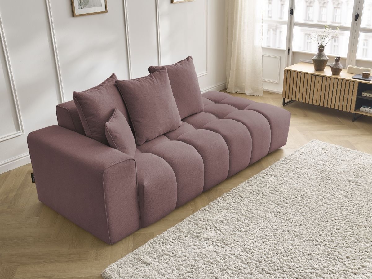 Bobochic Mont-blanc Sofa 4-Sitzer Melange-Stoff Rosa Armlehne links