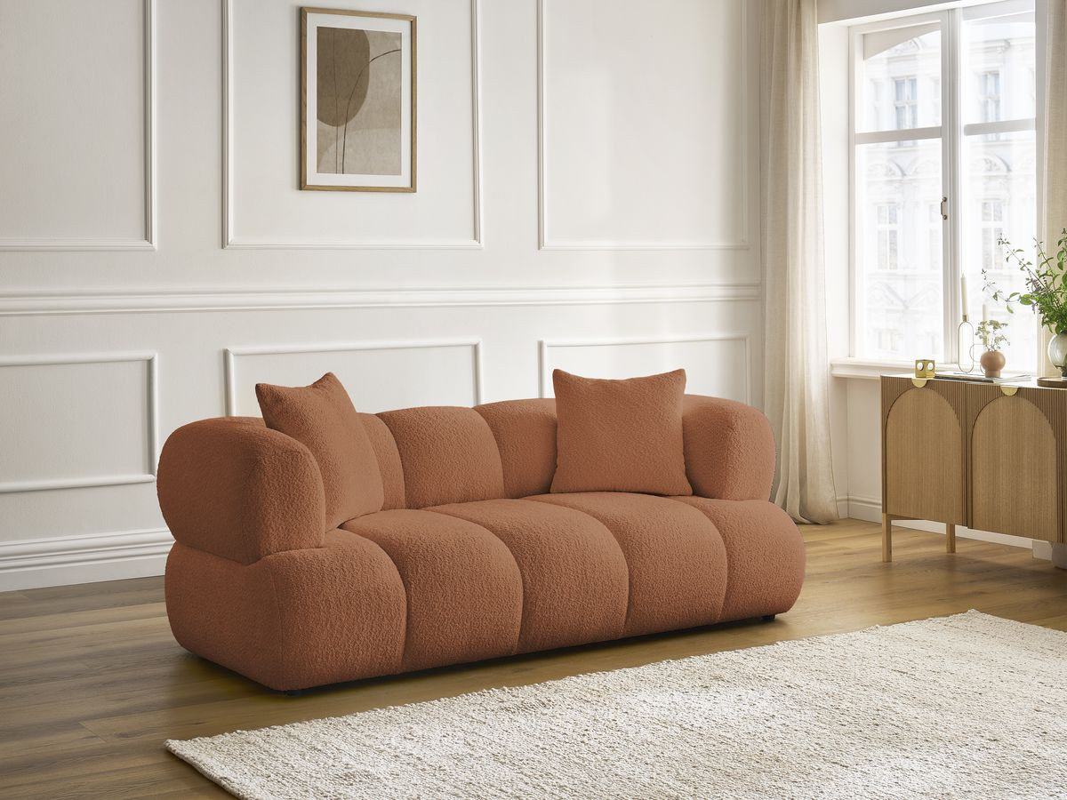 Bobochic Pamira Sofa 2-Sitzer Bouclé-Stoff Orange
