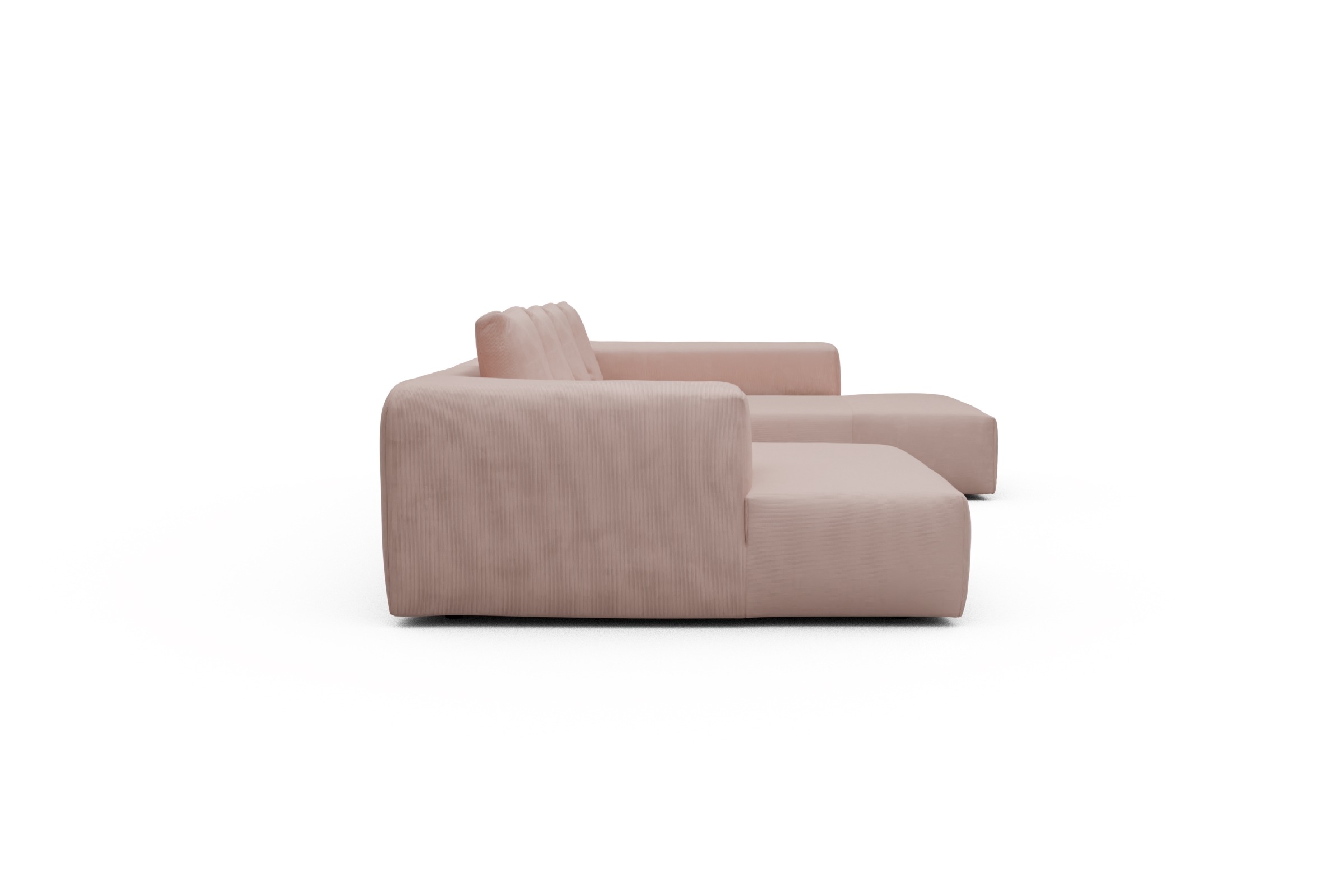 Wohnlandschaft Fred Relax-Ecke rechts mit 2-Sitzer und Chaiselongue links Kord Cordufine 312-Blush