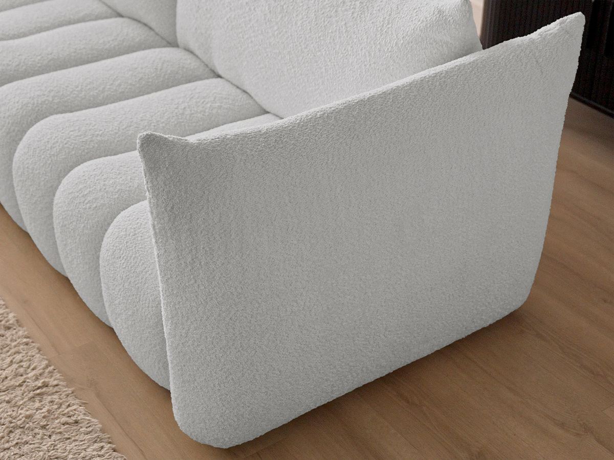 Bobochic Azra Ecksofa 325 × 112 cm Bouclé-Stoff Hellgrau Ecke links