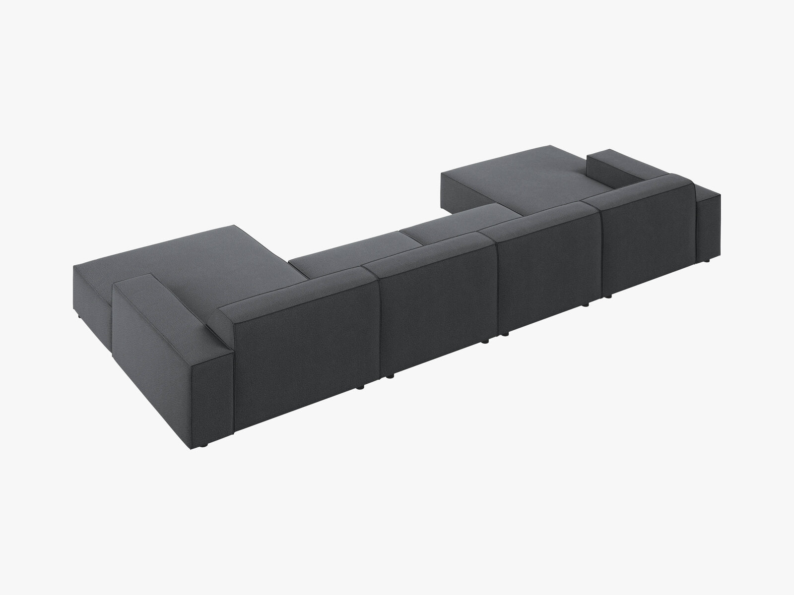 Micadoni Panorama-Sofa Jodie 6-Sitzer Strukturierter Stoff Megan Dunkelgrau