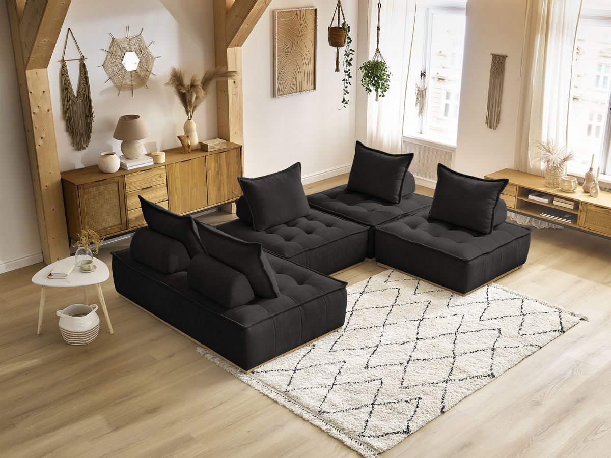 Bobochic Elisa Wohnlandschaft Strukturstoff Schwarz