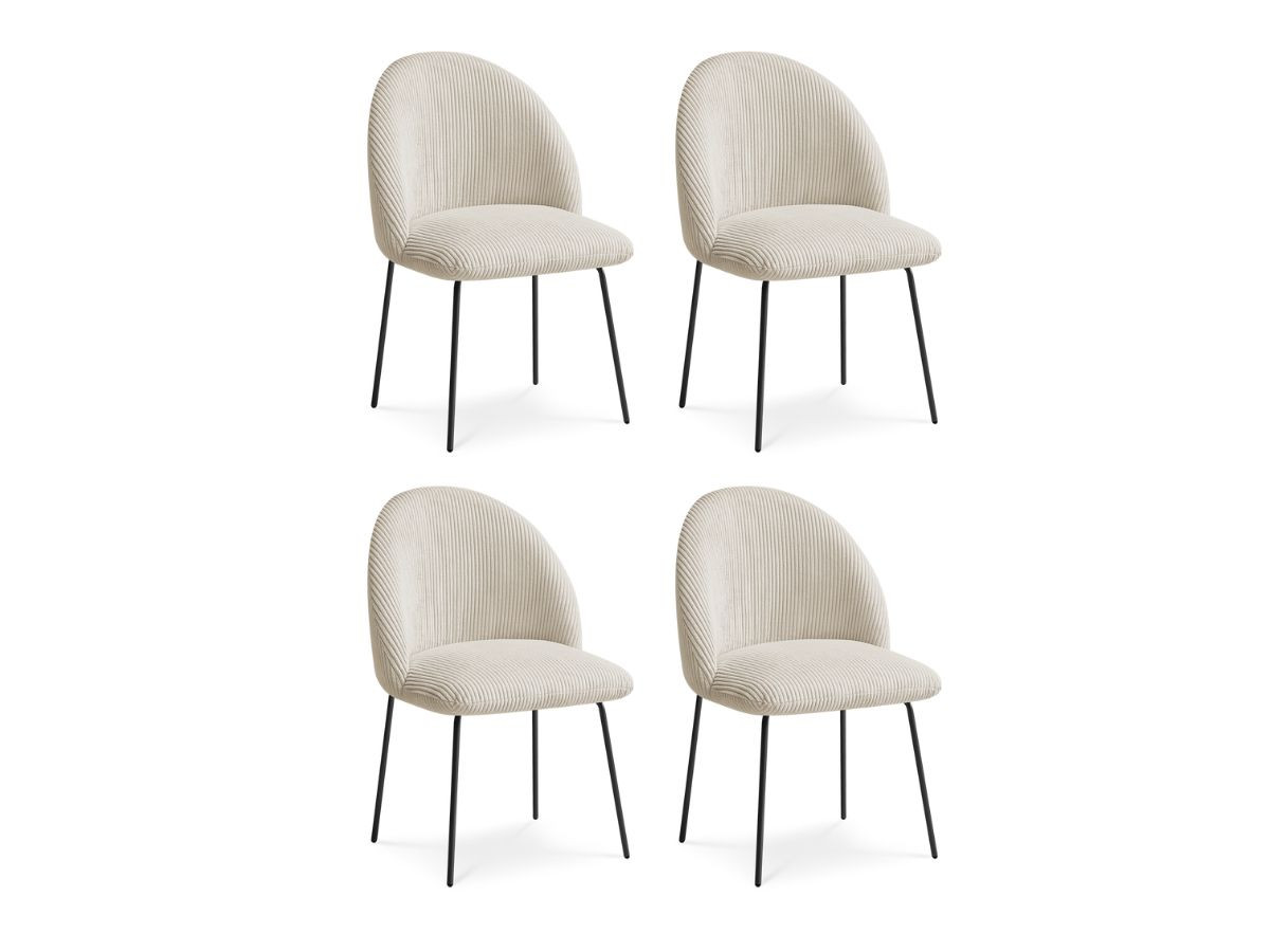 Bobochic Lalie Esszimmerstuhl 4er-Set mit Metallbeinen, schwarz