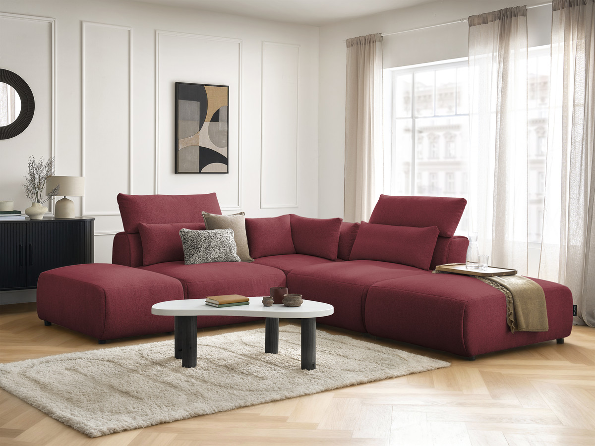Bobochic Jana Ecksofa Melange-Stoff Rot