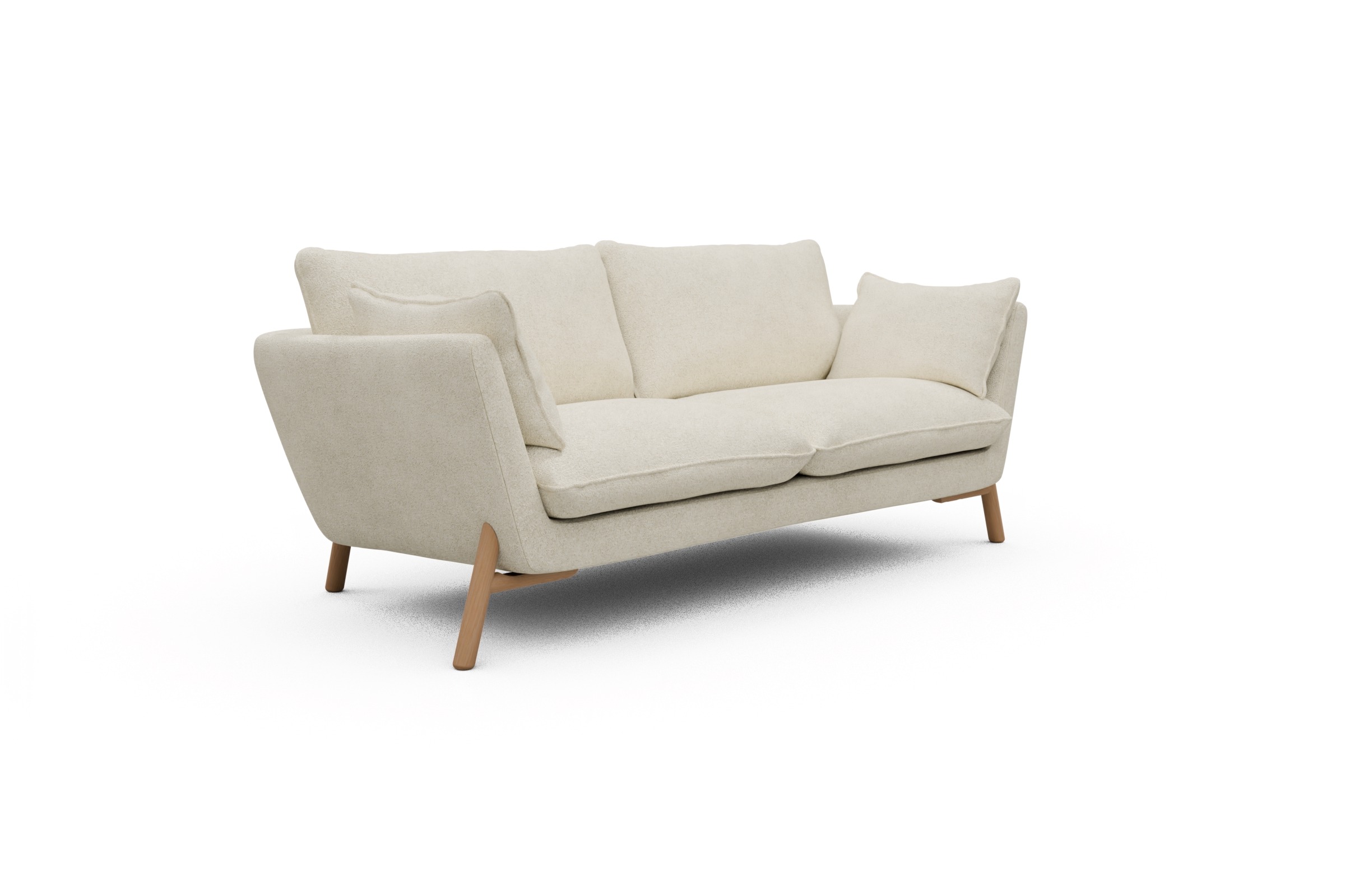 Sofa Emil 2-Sitzer Beinfarbe Eiche Natur Boucle-Off-White