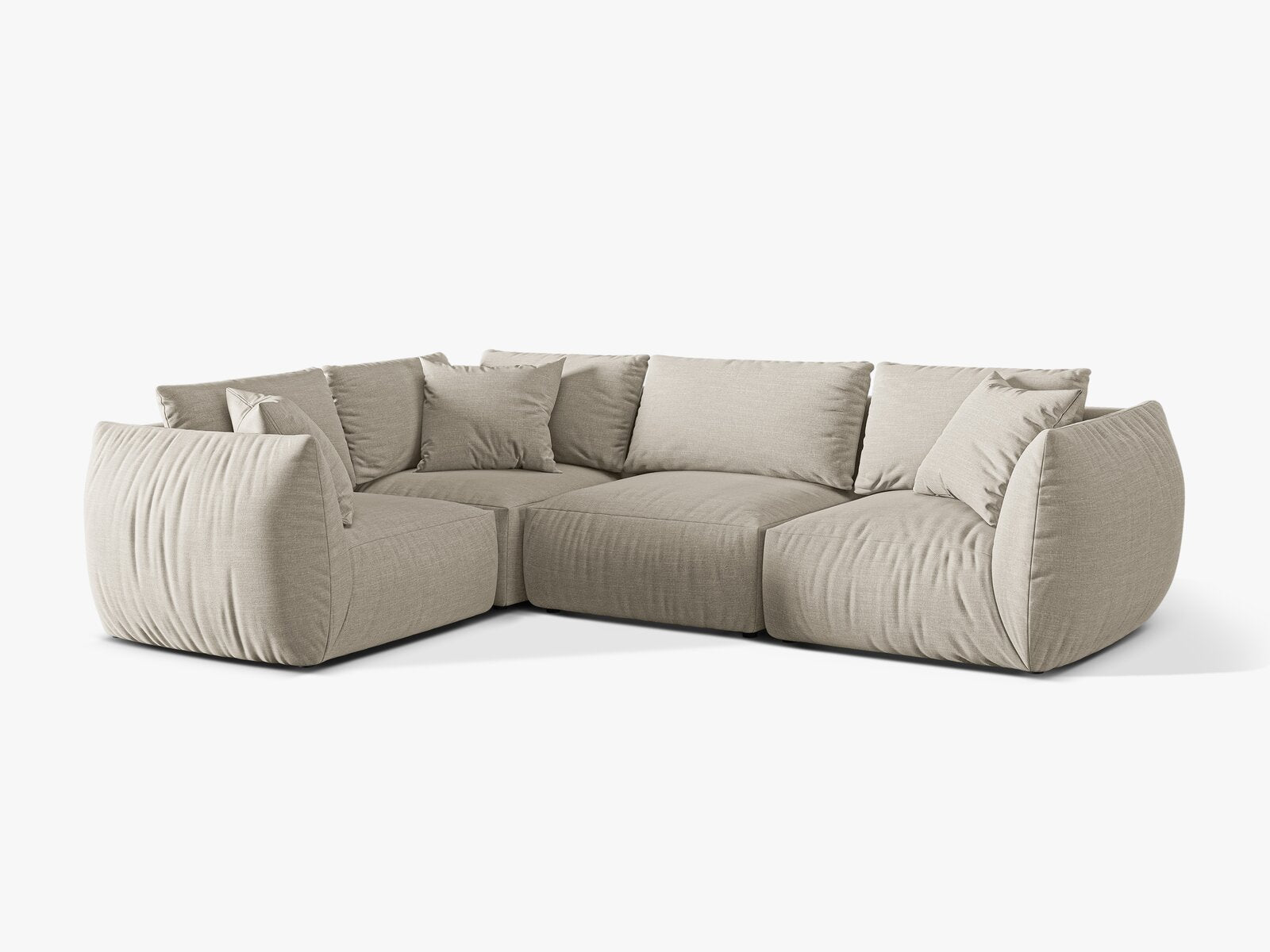 Micadoni Ecksofa Chris 4-Sitzer Links Strukturierter Stoff Natur