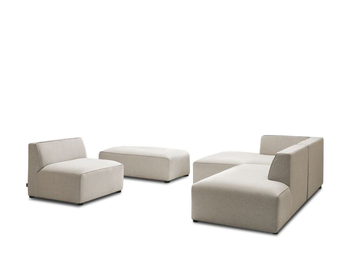 Bobochic Megeve Ecksofa mit Pouf Melange-Stoff Beige Ecke links