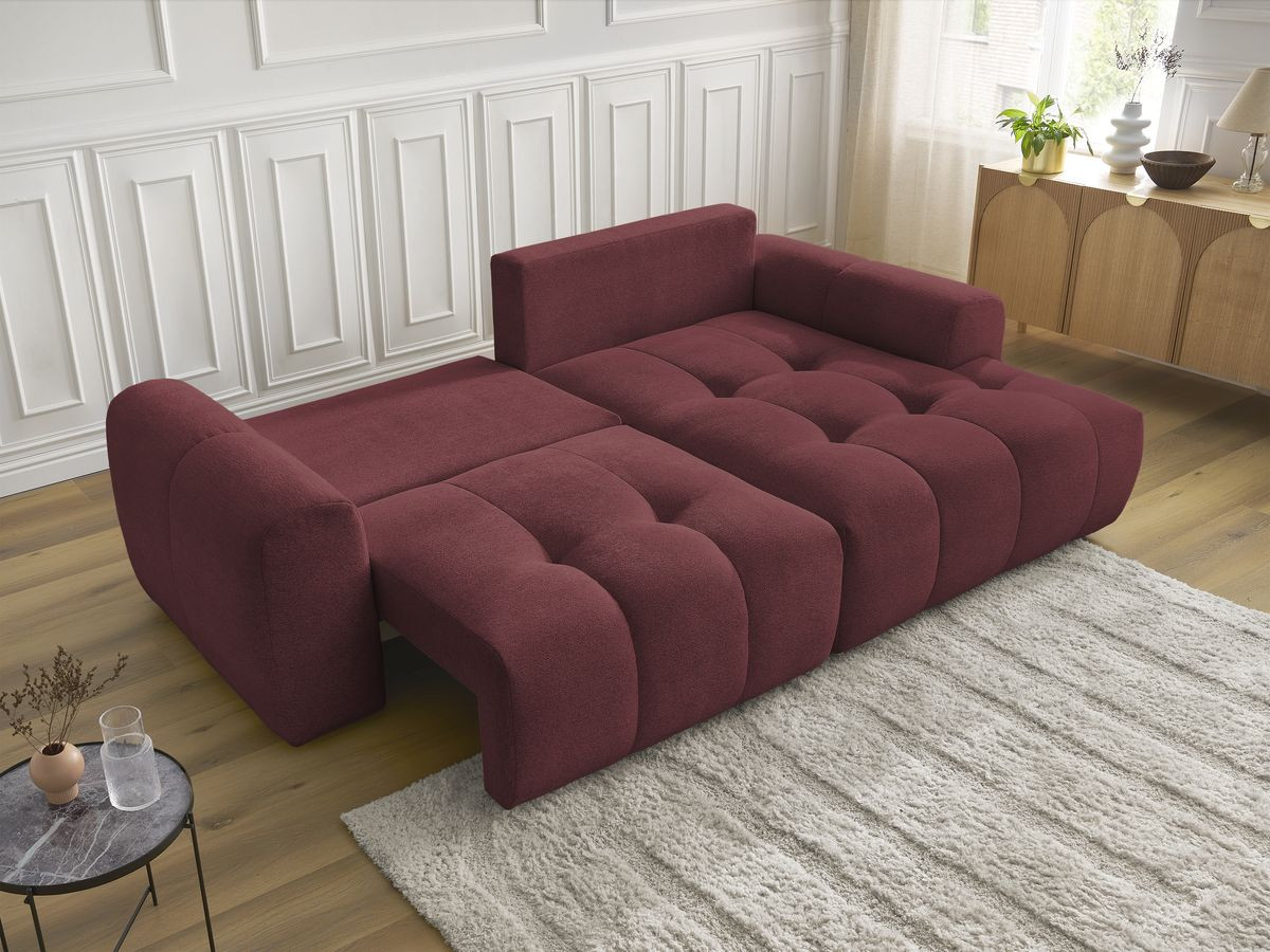 Bobochic Roxelane Ecksofa mit Schlaffunktion und Bettkasten 258 × 150 cm Melange-Stoff Rot Ecke rechts