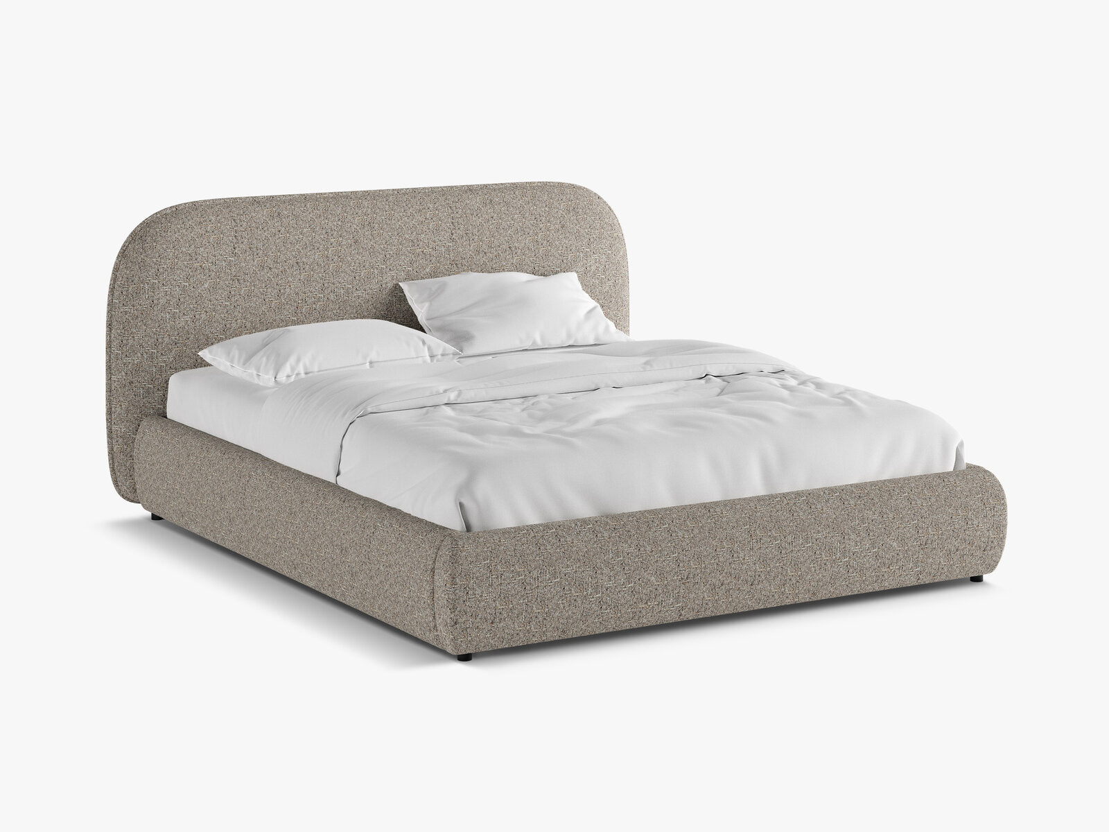 Micadoni Murada Bett mit Bettkasten und Kopfteil Chenille Tracy Graubraun Melange 200x200