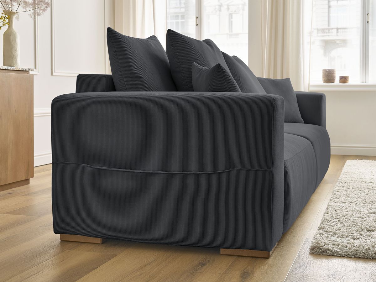 Bobochic Sidonie Schlafsofa 3-Sitzer mit Bettkasten Cordsamt Schwarz