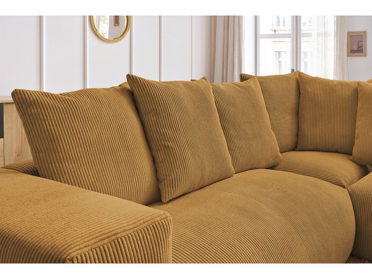 Bobochic Voltaire Ecksofa 268 × 214 cm Cordsamt Gelb Ecke rechts