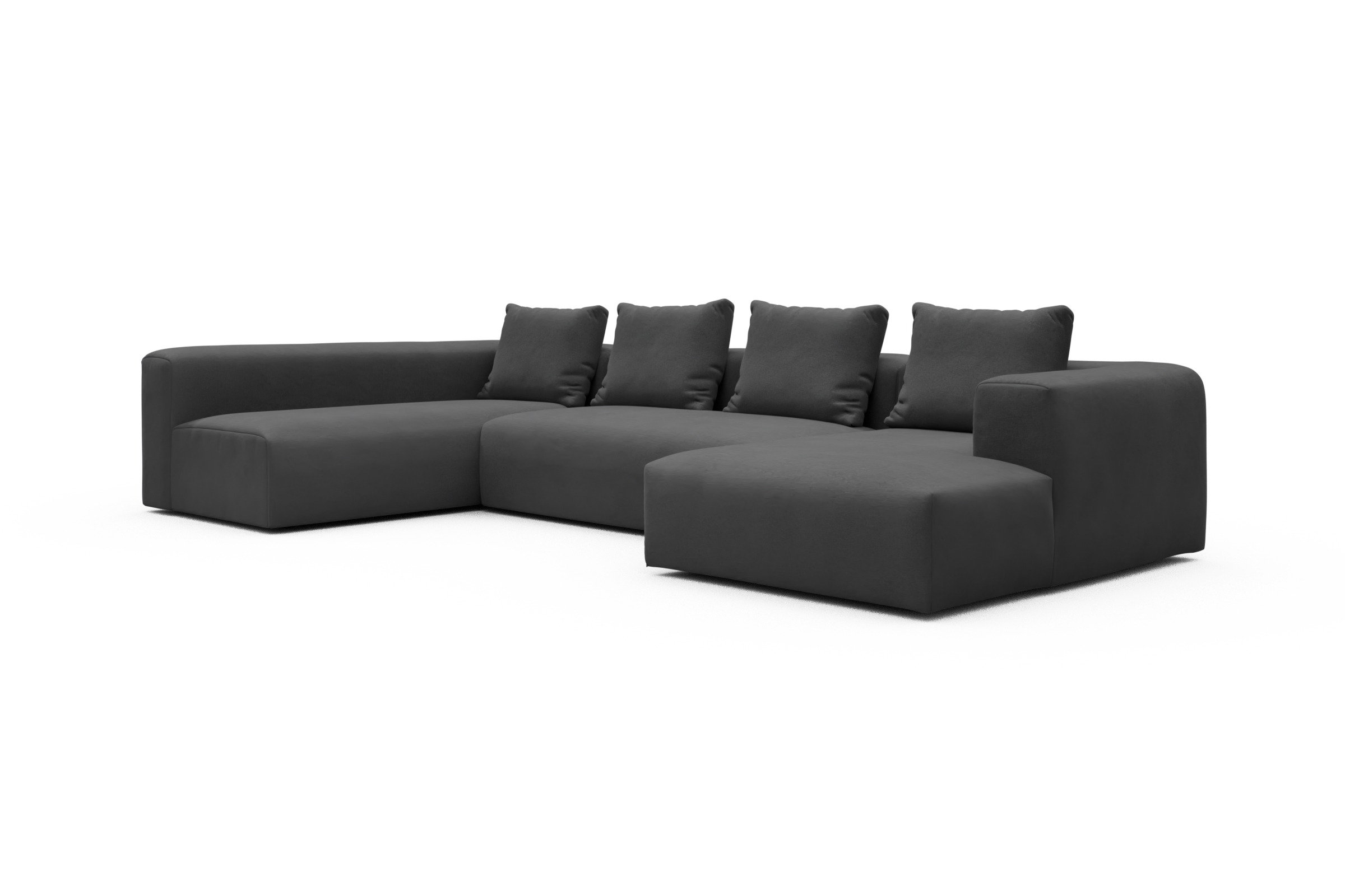 Wohnlandschaft Fred Chaiselongue rechts mit 2-Sitzer und lange Armlehne links Satya-Zinc