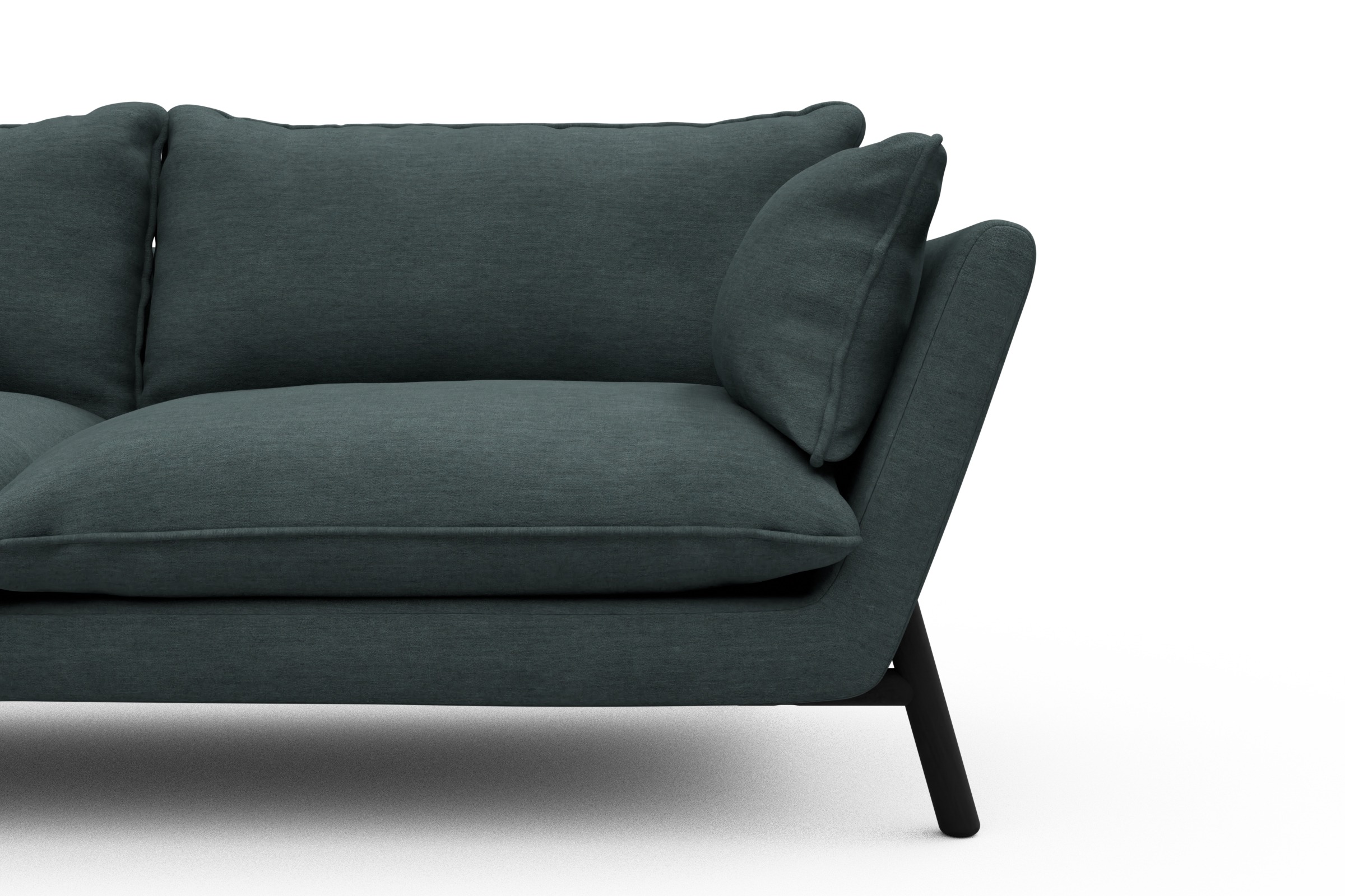 Sofa Emil PREMIUM 3-Sitzer Beinfarbe Eiche Schwarz Vivus-Blue