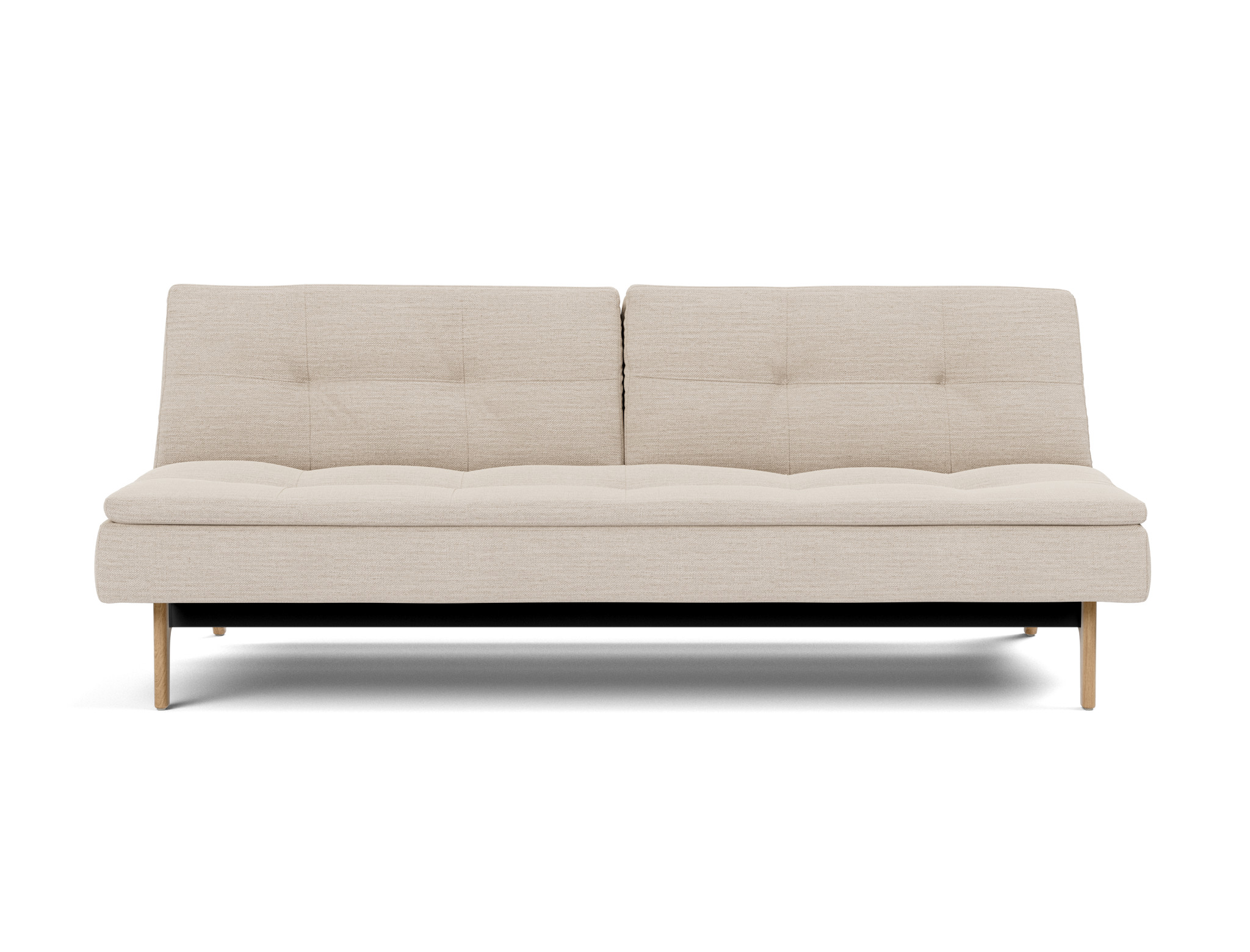 Schlafsofa Dublexo Webstoff Blida 612-Sand-Grey Beine Eiche
