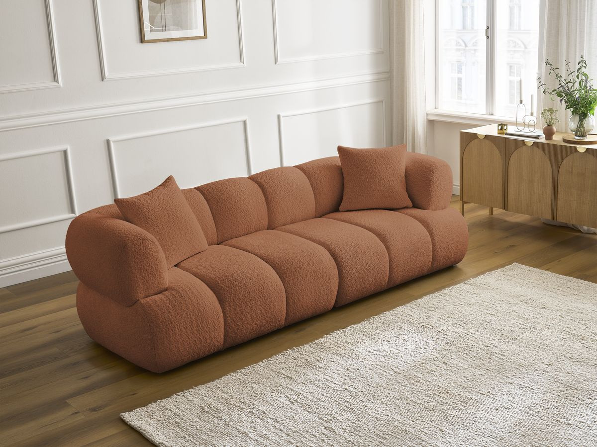 Bobochic Pamira Sofa 3-Sitzer Bouclé-Stoff Orange