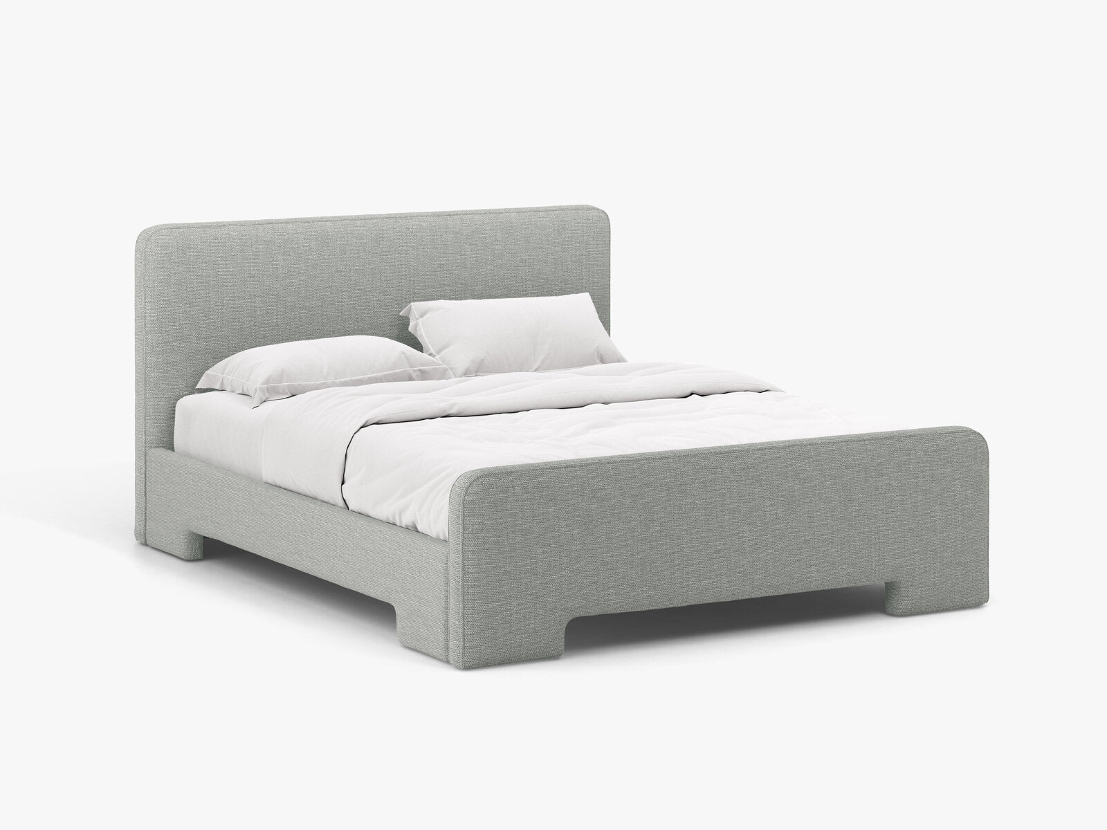 Micadoni Eda Bett mit Kopfteil Strukturierter Stoff Bjorn Hellgrau 160x200