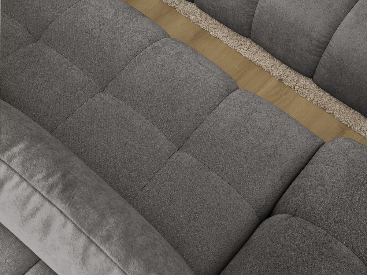 Bobochic Everest Ecksofa mit Schlaffunktion und Bettkasten und Pouf 318 × 180 cm, 3 Kissen Strukturstoff Dunkelgrau Ecke rechts