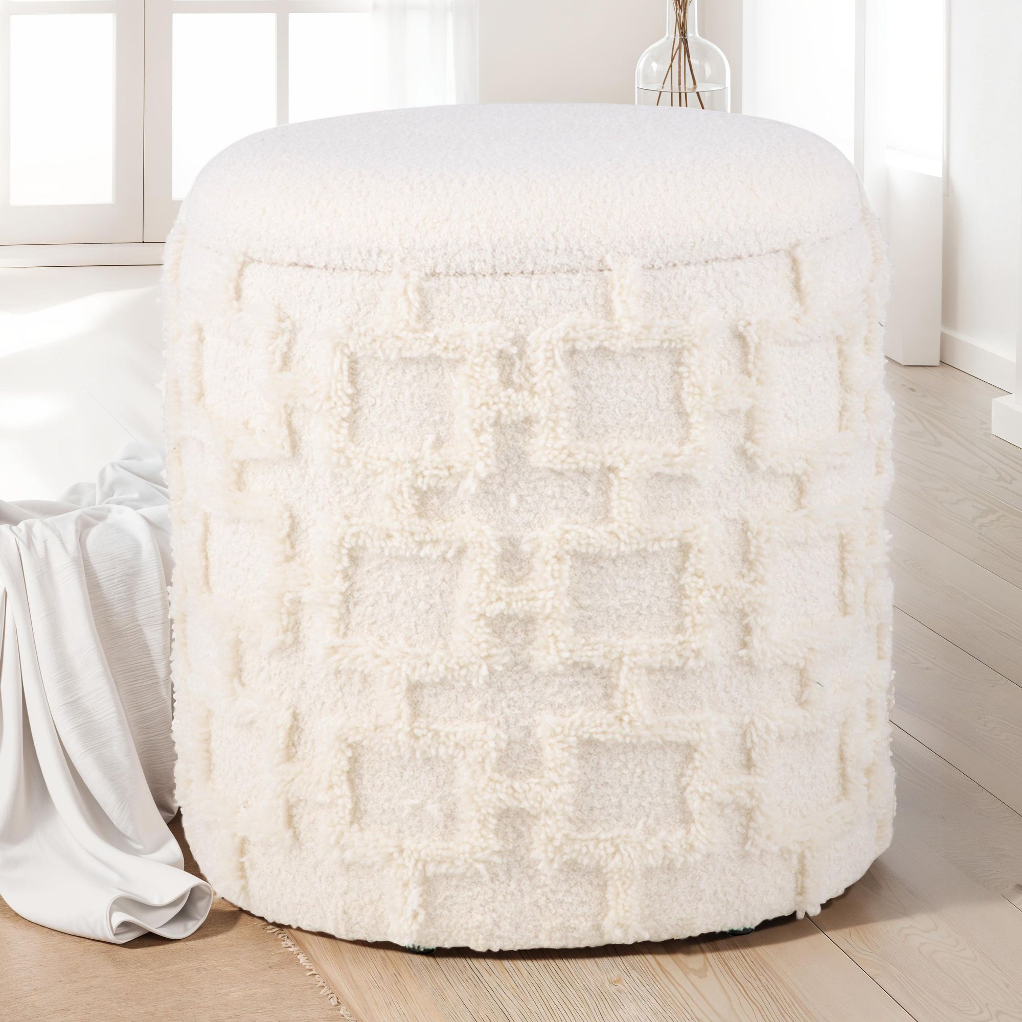 Sitzhocker Nyhamna Stoff Creme