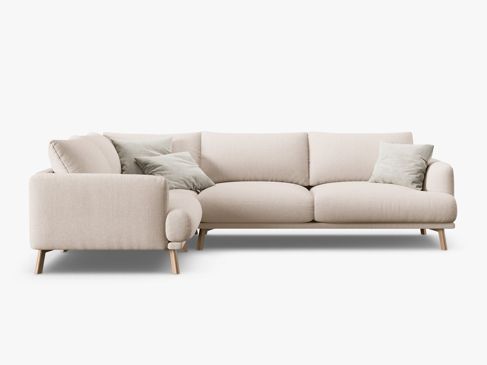 Micadoni Ecksofa Naomi 4-Sitzer große Version Links Strukturierter Stoff Liberty Beige