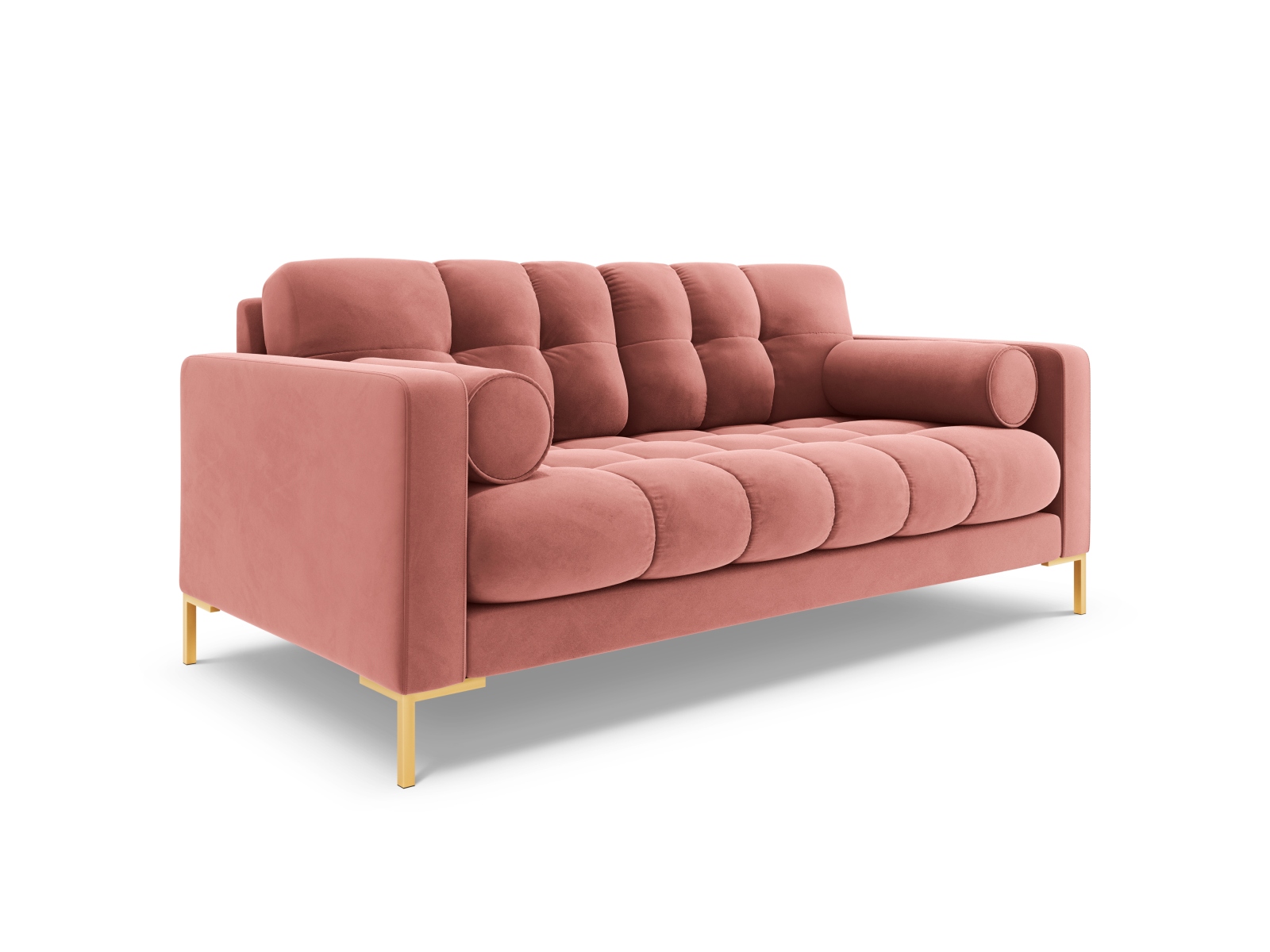 Cosmopolitan Design Sofa Bali 2-Sitzer Samt Bluvel Rosa Beine Gold