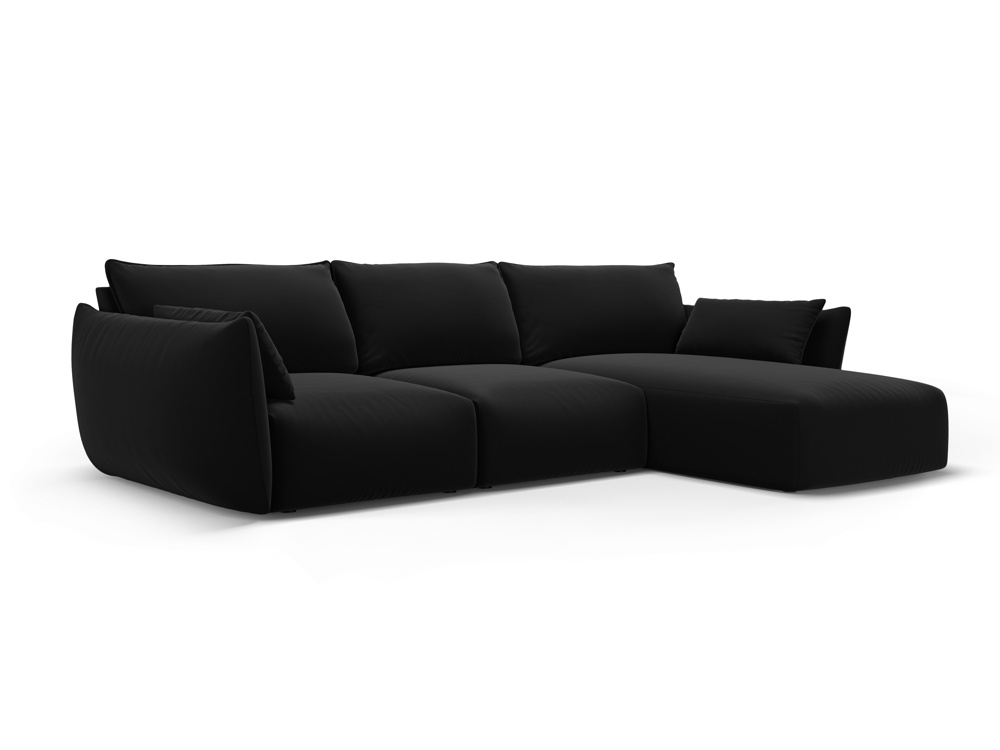 Cosmopolitan Design Ecksofa Matera 5-Sitzer Samt Salvador Schwarz Rechts