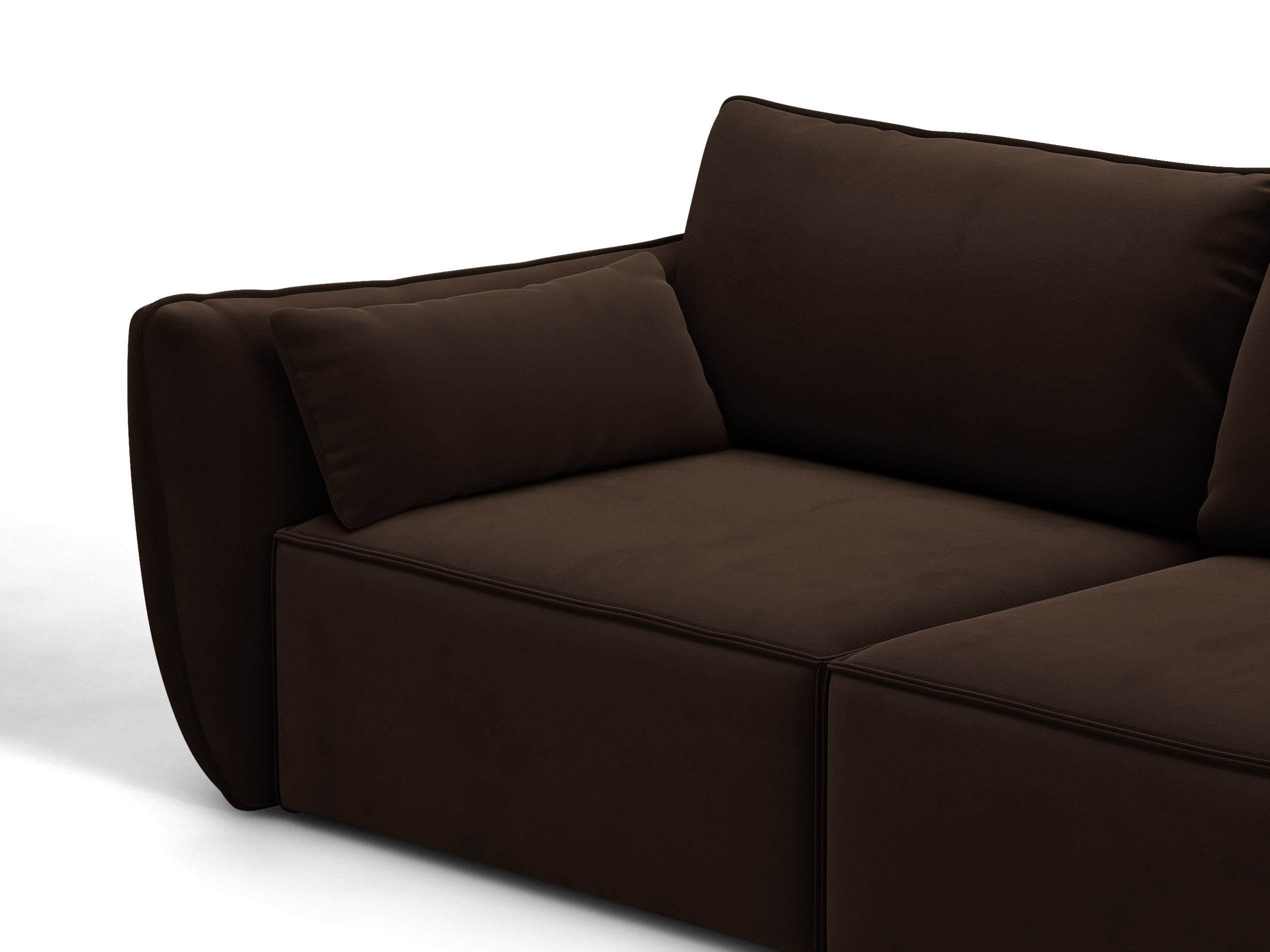 Micadoni Ecksofa Kaelle 5-Sitzer Samt Bluvel Dunkelbraun Rechts