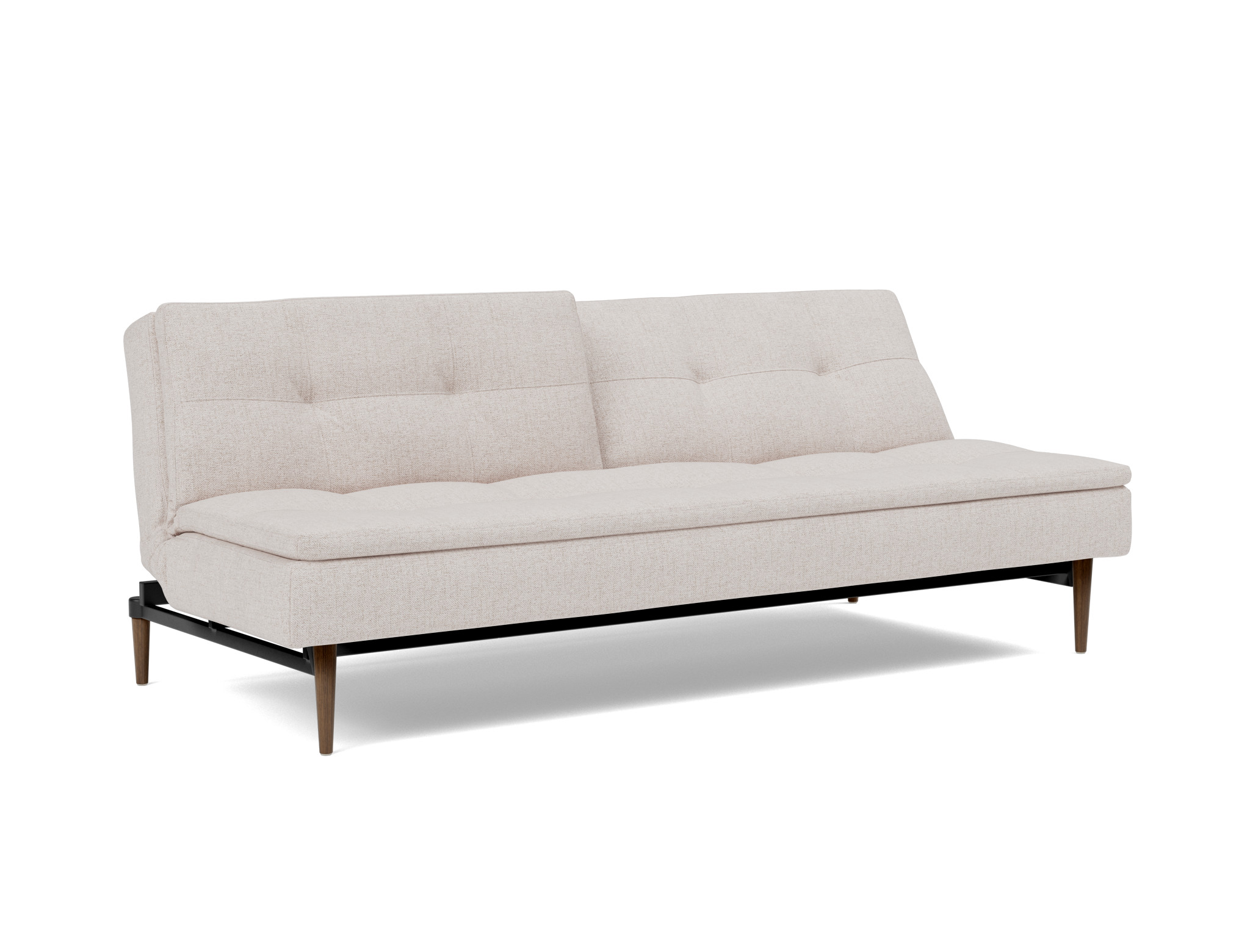 Schlafsofa Dublexo Strukturierter Stoff Weda 300-Weda-Sand Beine Styletto Eiche dunkel