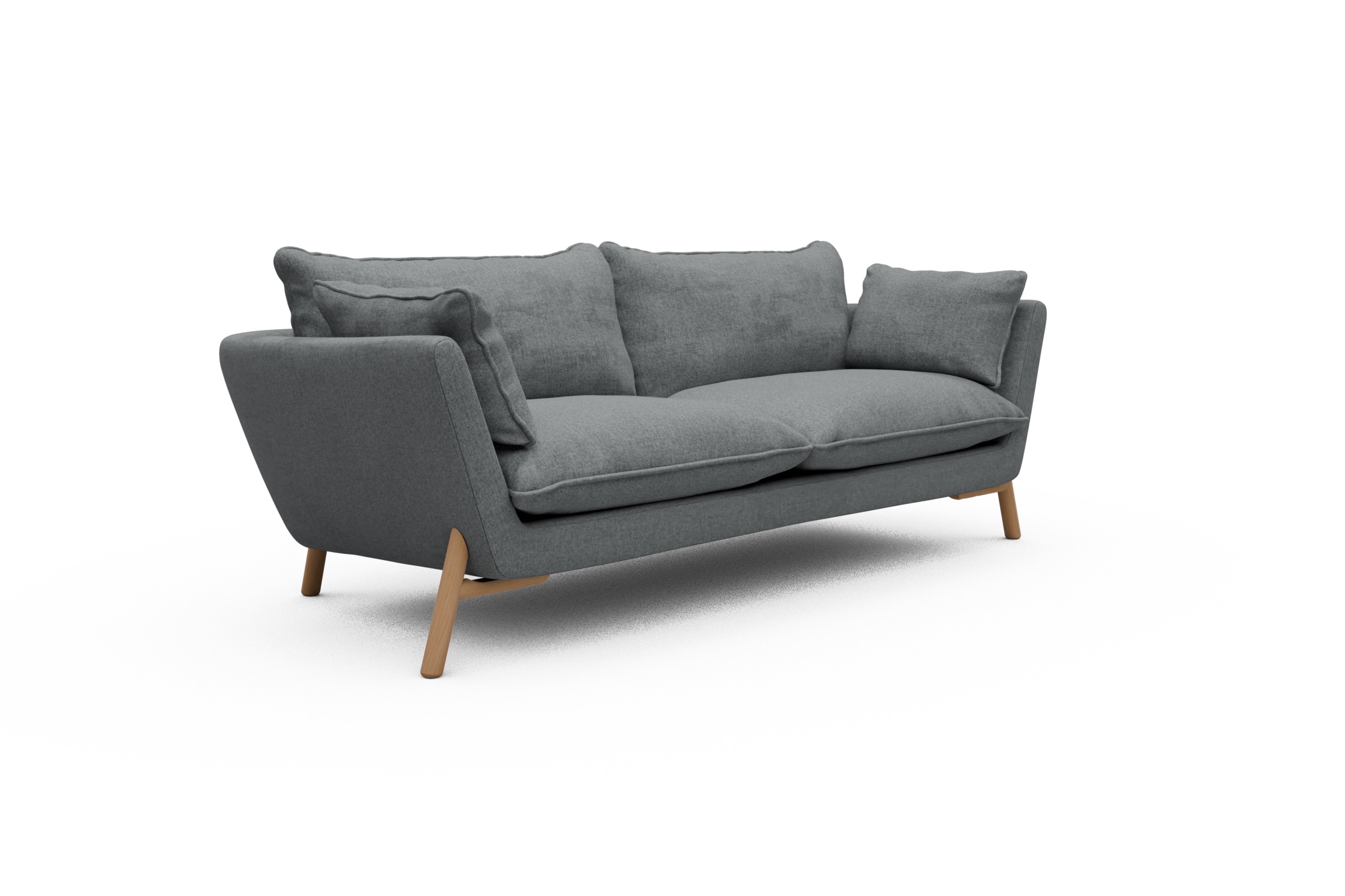 Sofa Emil PREMIUM 3-Sitzer Beinfarbe Eiche Natur Casone-Gravel-Grey