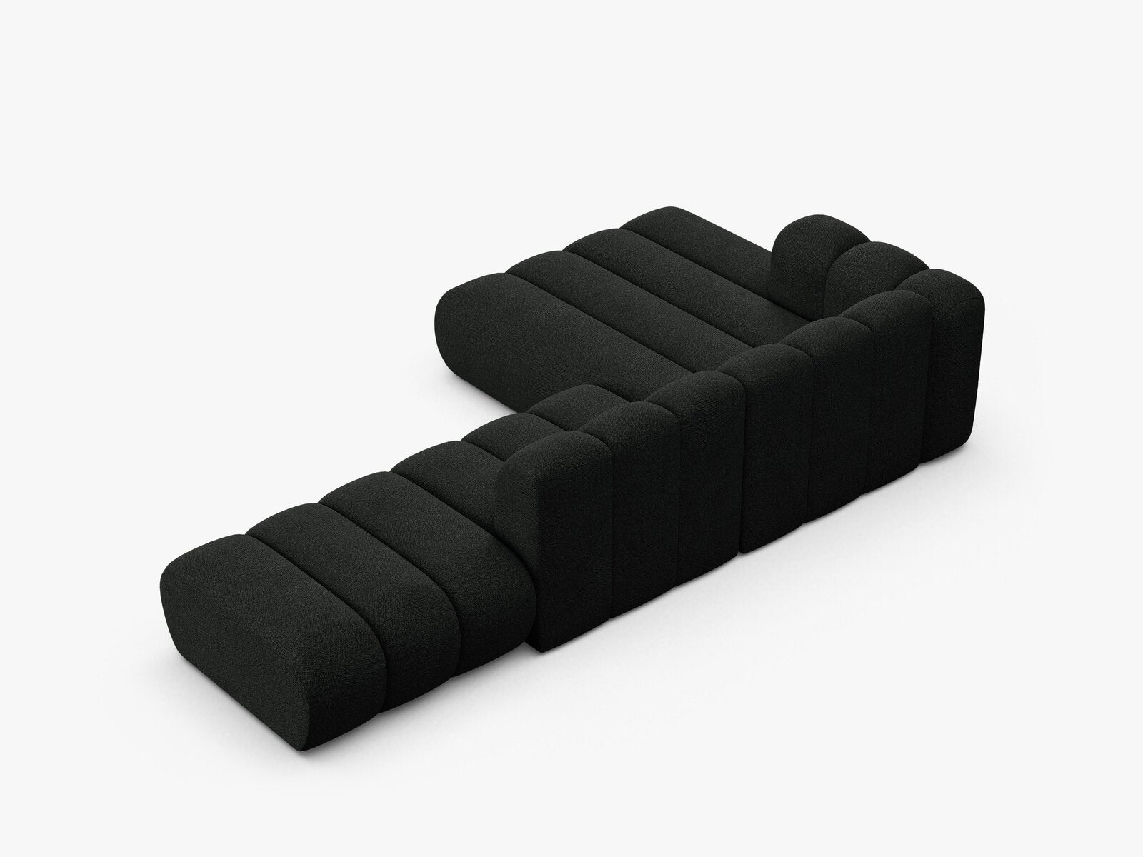 Micadoni Modulares Ecksofa offen Lupine 5-Sitzer Links Boucle Baloo Schwarz