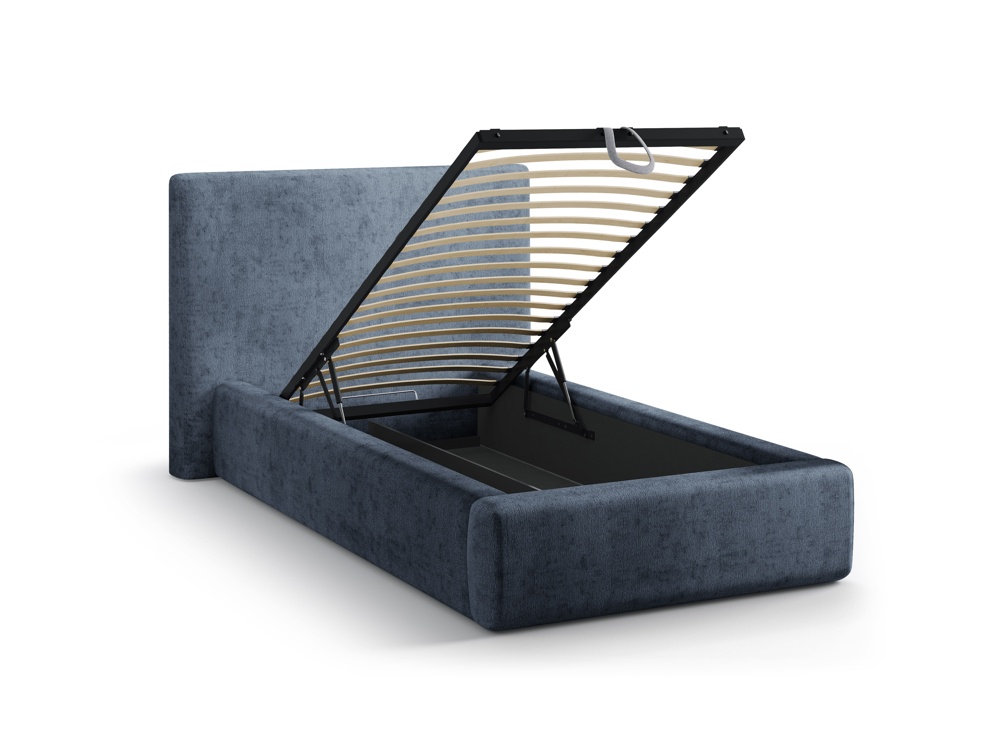 Cosmopolitan Design Stauraumbett mit Kopfteil Asti Chenille Perfect Harmony Dunkelblau