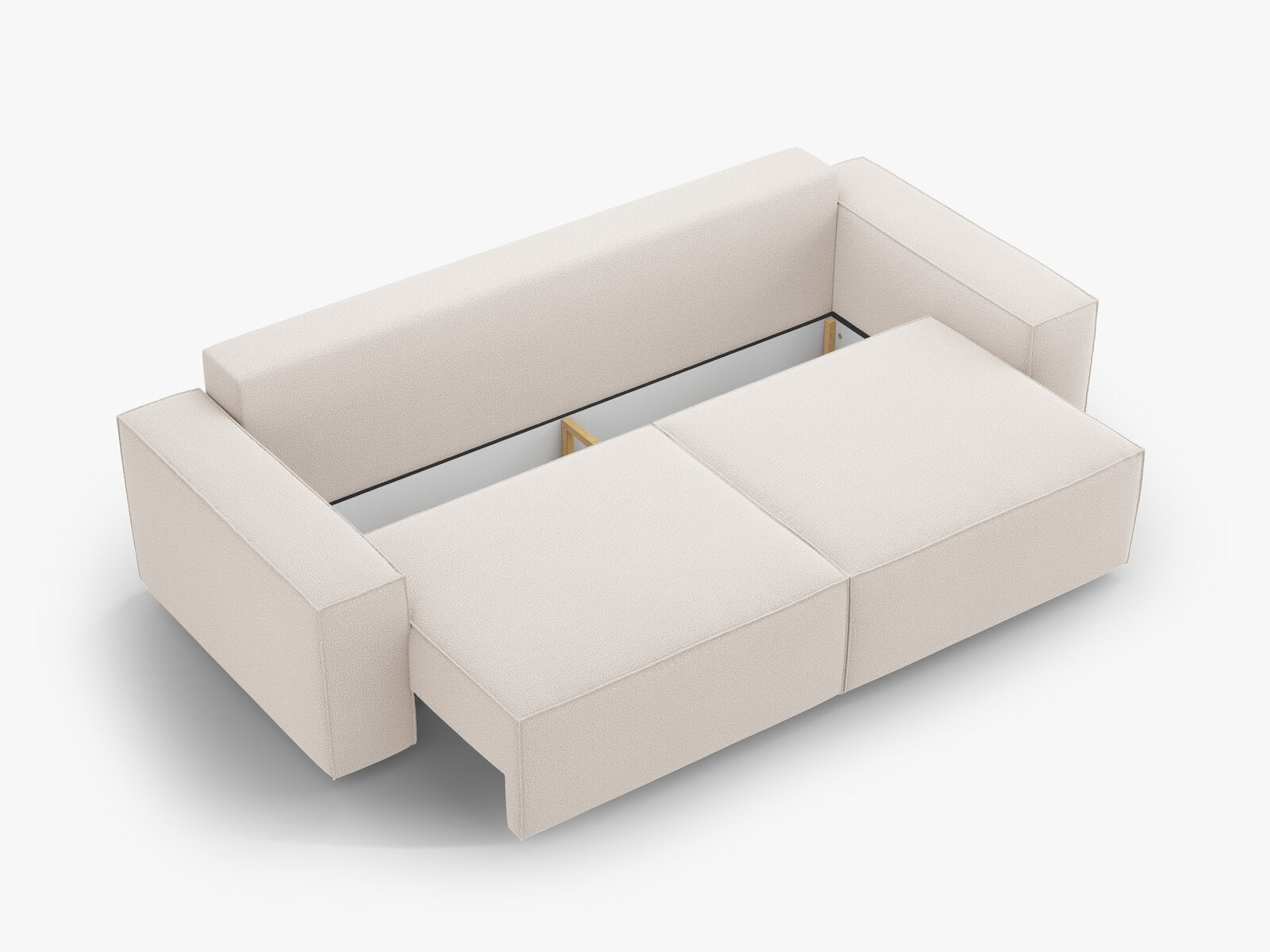 Micadoni Schlafsofa Jodie 3-Sitzer Strukturierter Stoff Megan Helles Beige