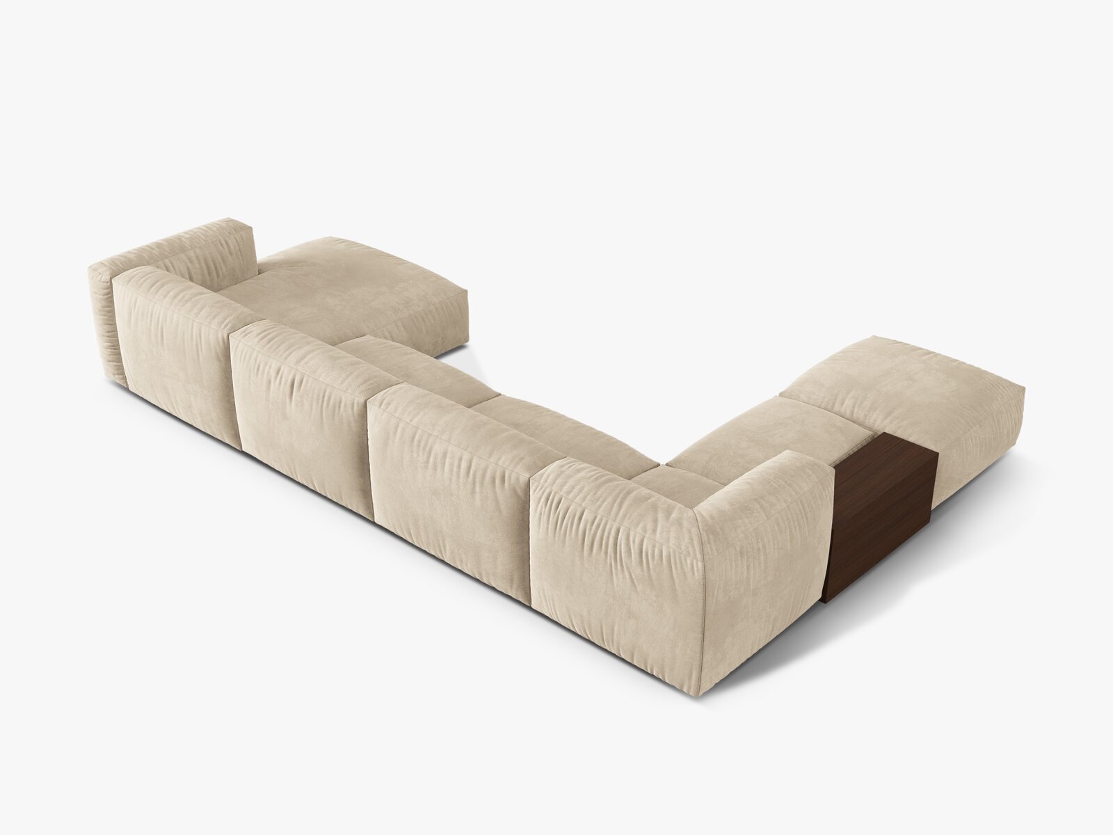 Micadoni Panorama-Ecksofa Martina 5-Sitzer Links Samt Helles Beige