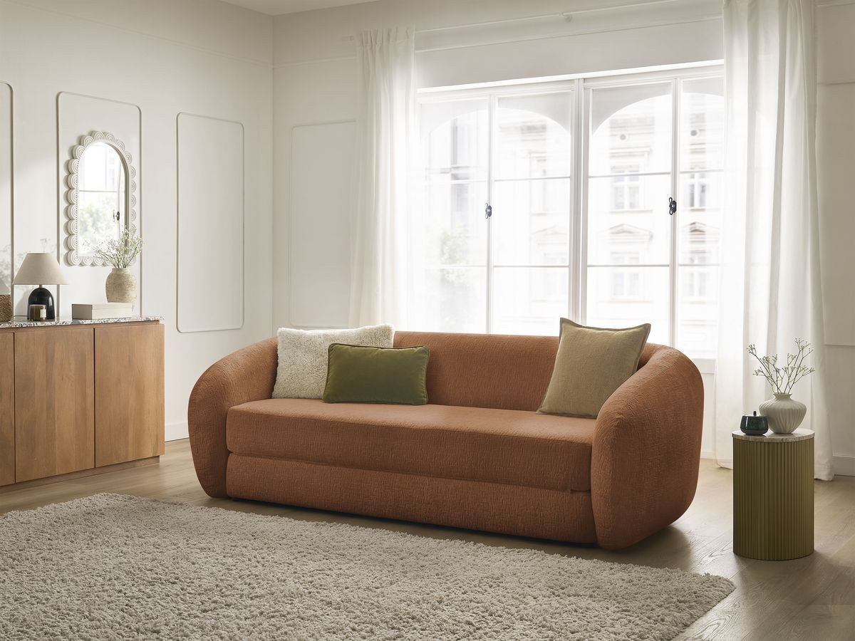 Bobochic Neyo Schlafsofa 3-Sitzer Strukturstoff Orange