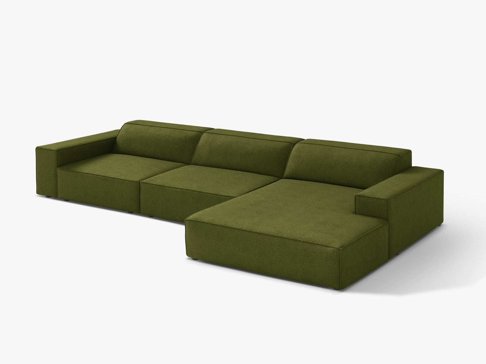Micadoni Ecksofa Jodie 4-Sitzer Rechts Boucle Baloo Dunkel-Olivgrün
