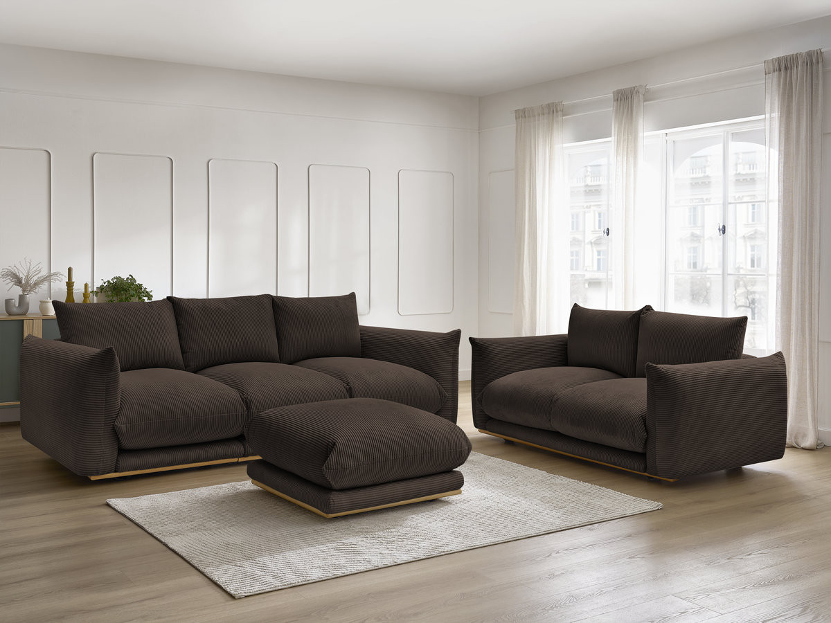 Bobochic Ernest Sofa 5-Sitzer mit Pouf Cordsamt Braun