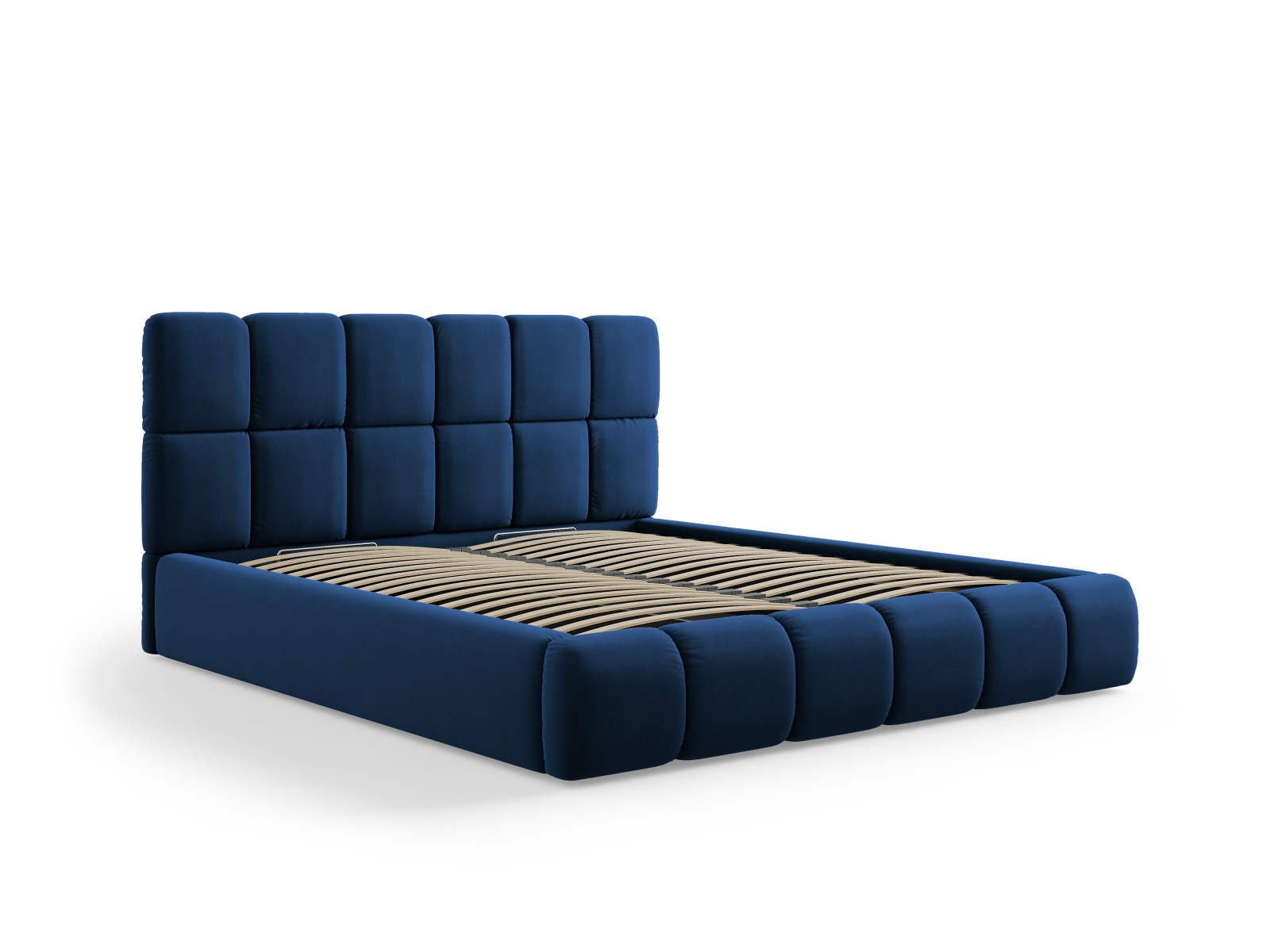 Micadoni Stauraumbett mit Kopfteil Bellis Samt Bluvel Königsblau 140x200